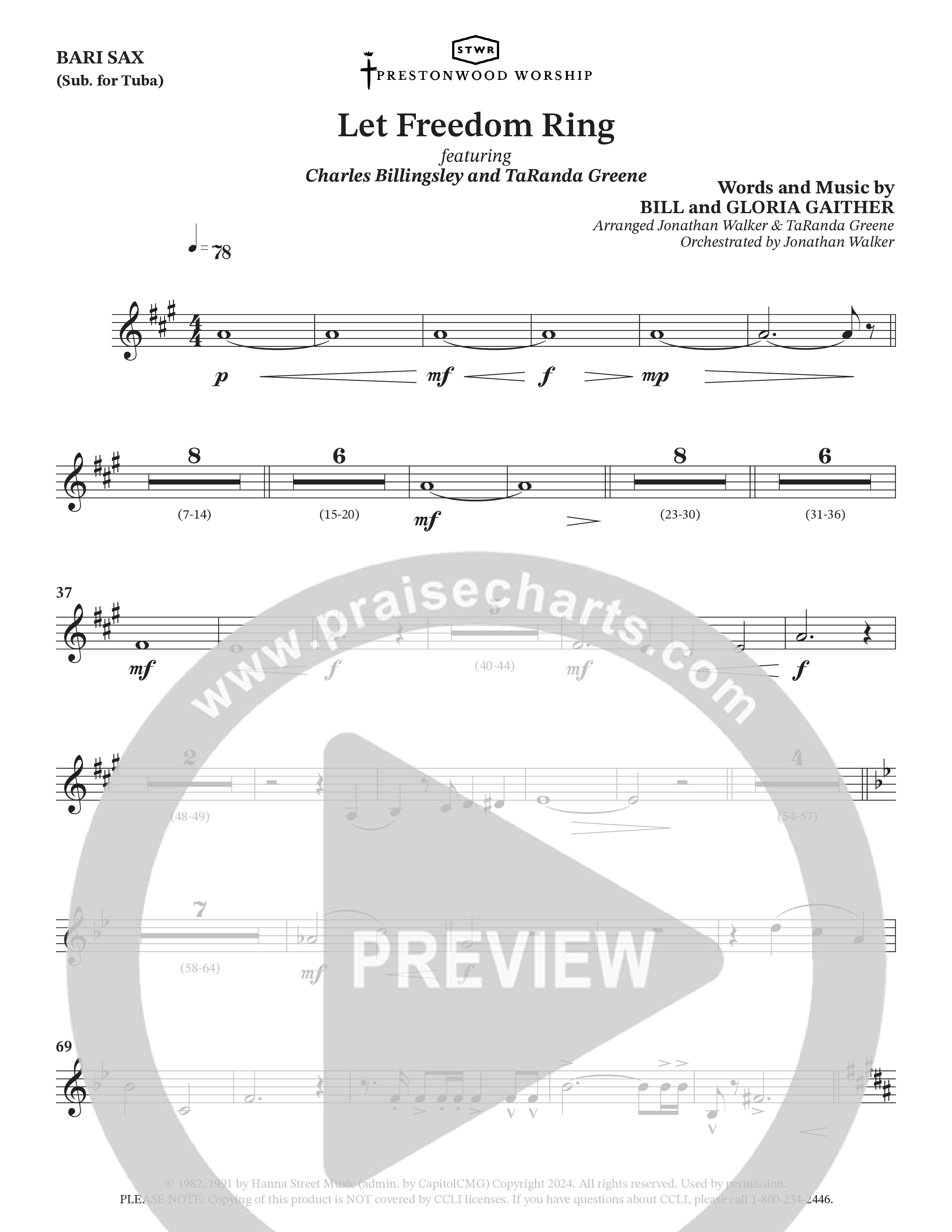 Let Freedom Ring (Choral Anthem SATB) Bari Sax (TaRanda Greene / Charles Billingsley / Arr. Jonathan Walker)