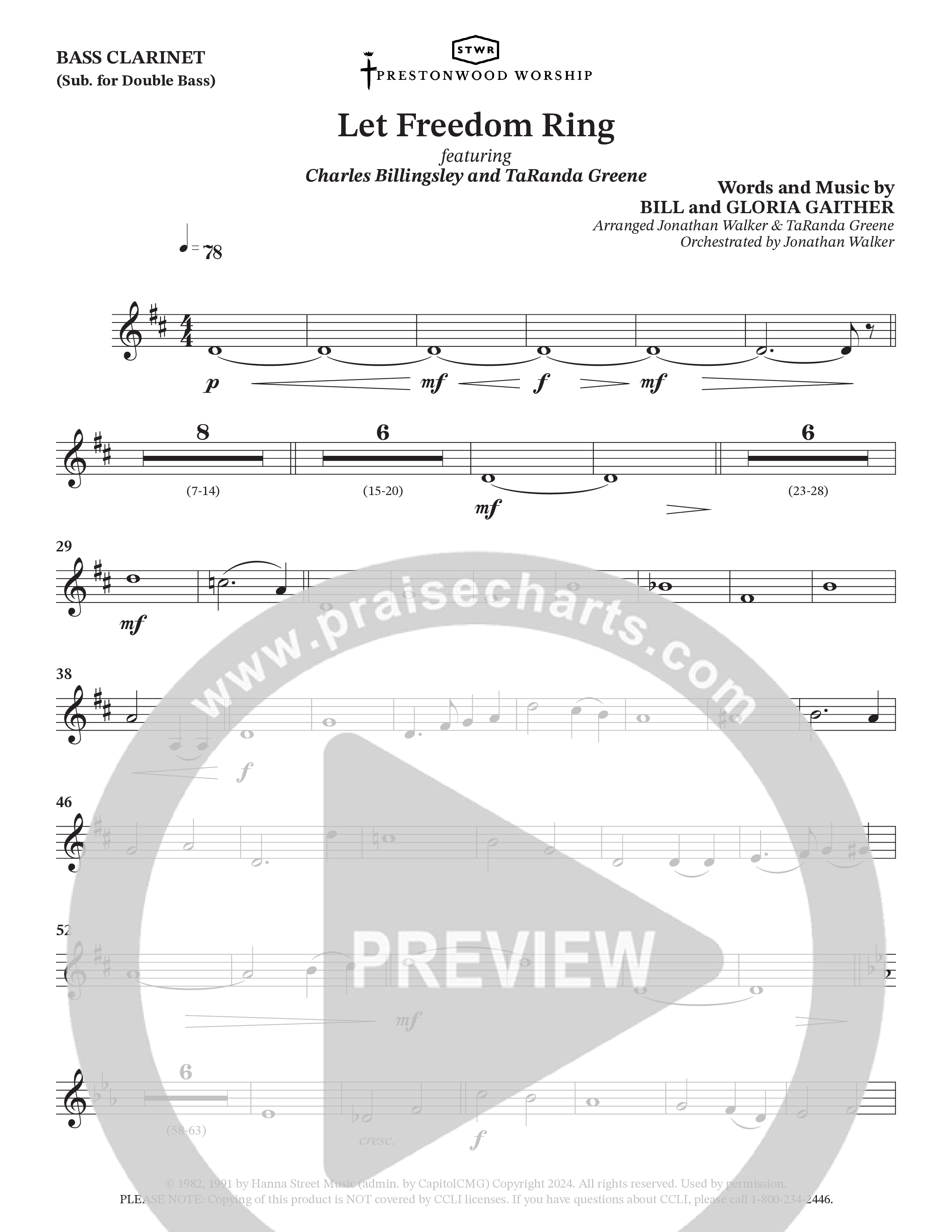 Let Freedom Ring (Choral Anthem SATB) Bass Clarinet (TaRanda Greene / Charles Billingsley / Arr. Jonathan Walker)