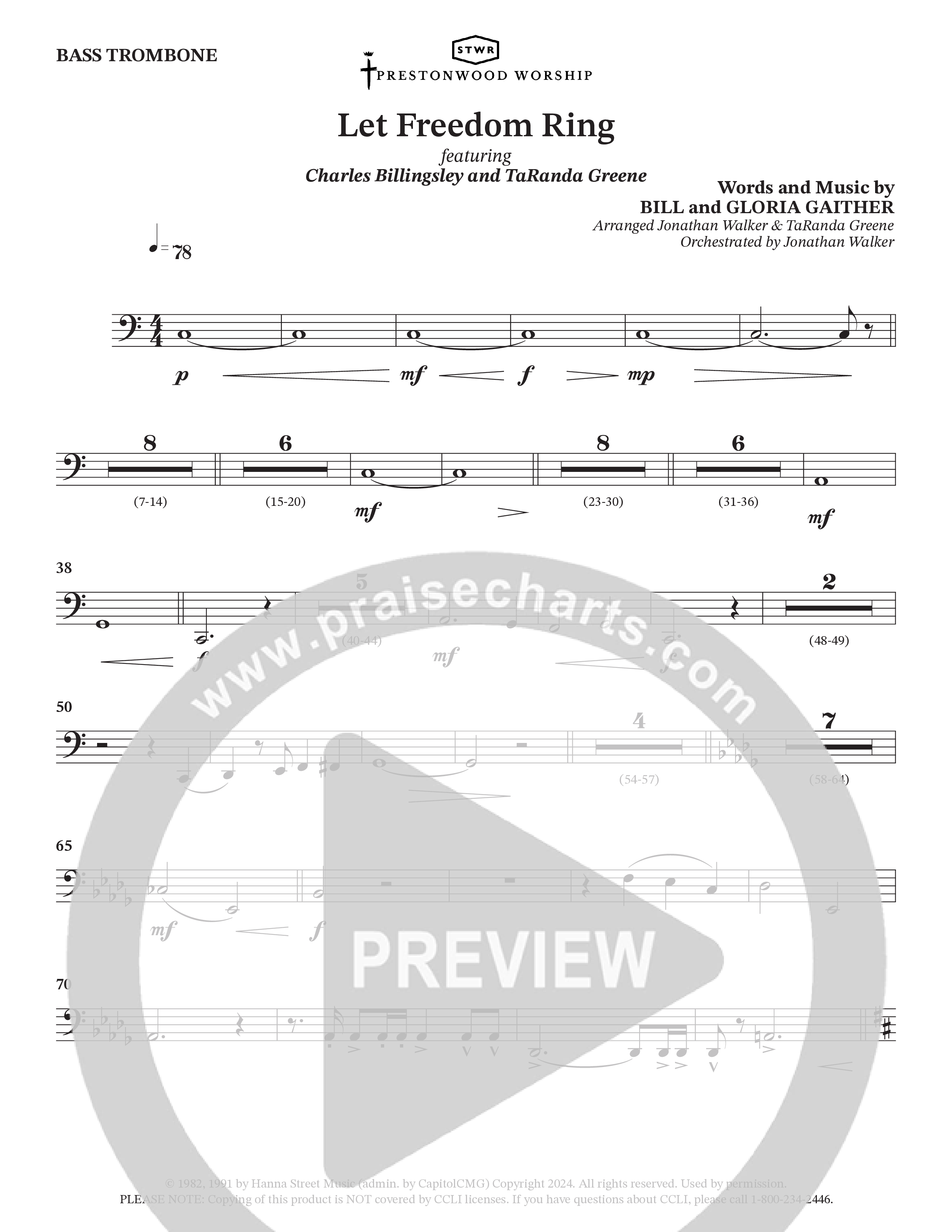 Let Freedom Ring (Choral Anthem SATB) Bass Trombone (TaRanda Greene / Charles Billingsley / Arr. Jonathan Walker)