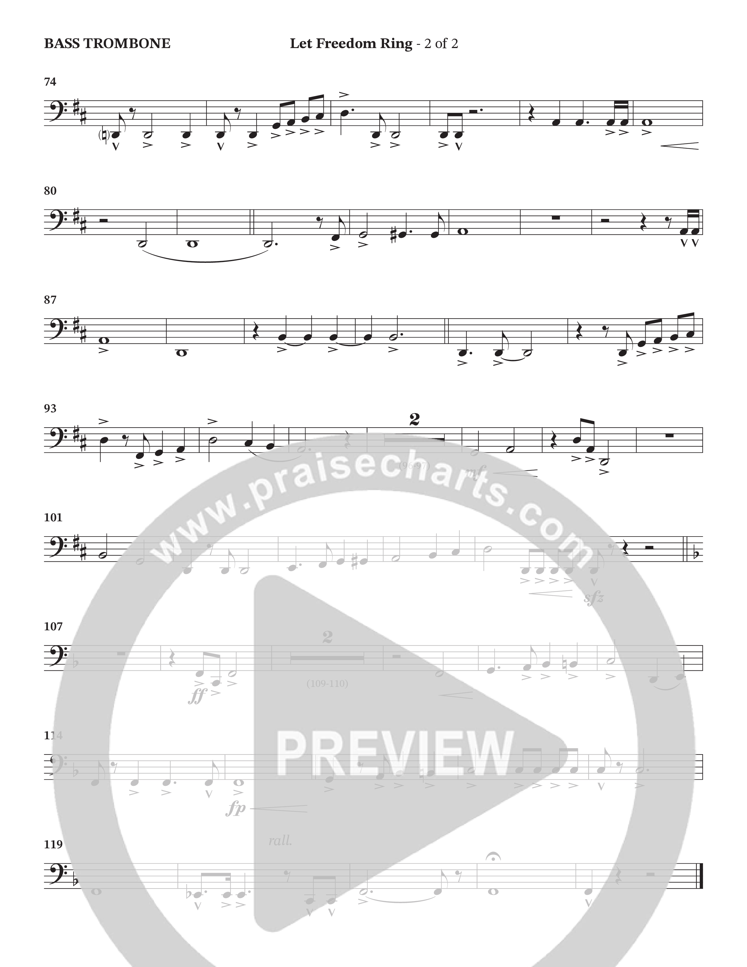 Let Freedom Ring (Choral Anthem SATB) Bass Trombone (TaRanda Greene / Charles Billingsley / Arr. Jonathan Walker)