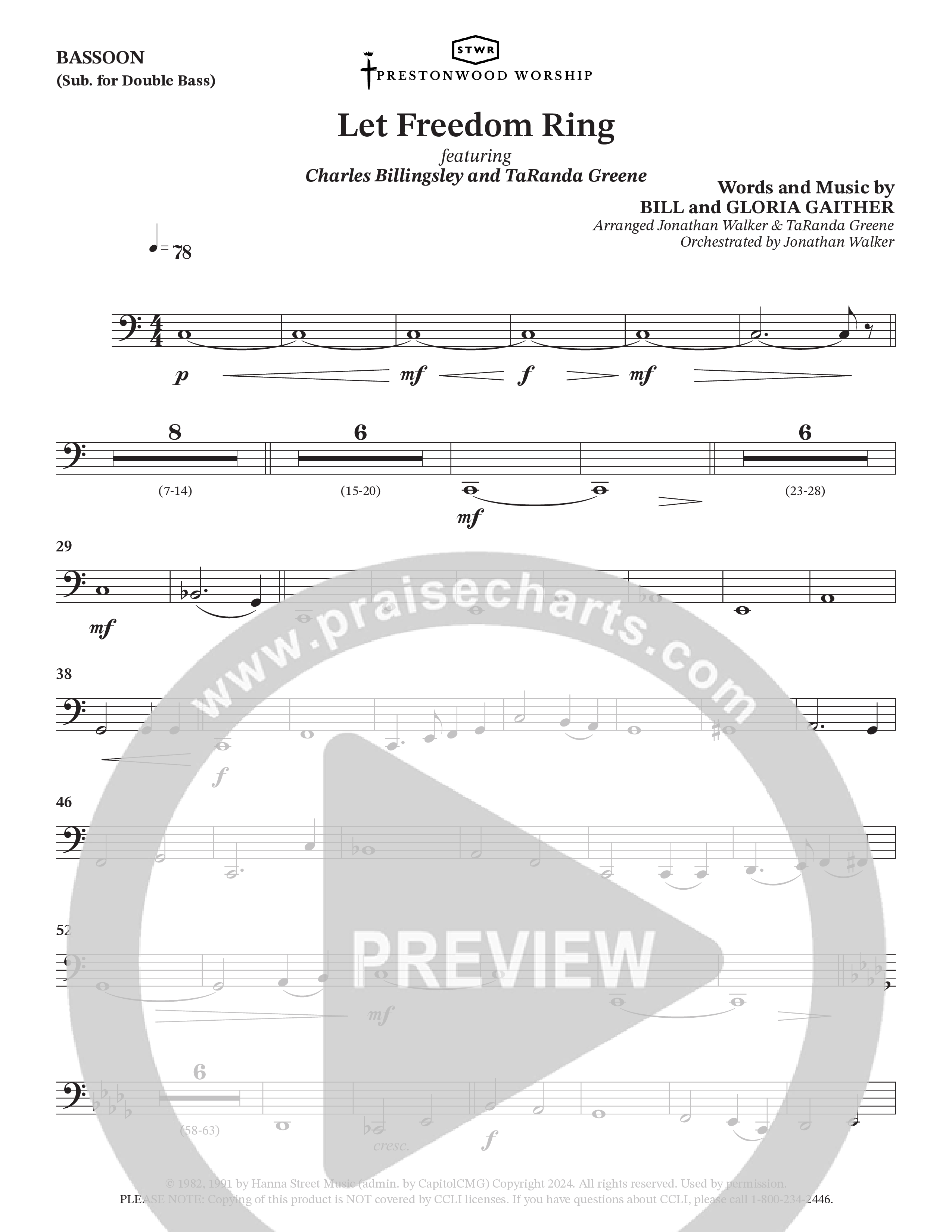 Let Freedom Ring (Choral Anthem SATB) Bassoon (TaRanda Greene / Charles Billingsley / Arr. Jonathan Walker)