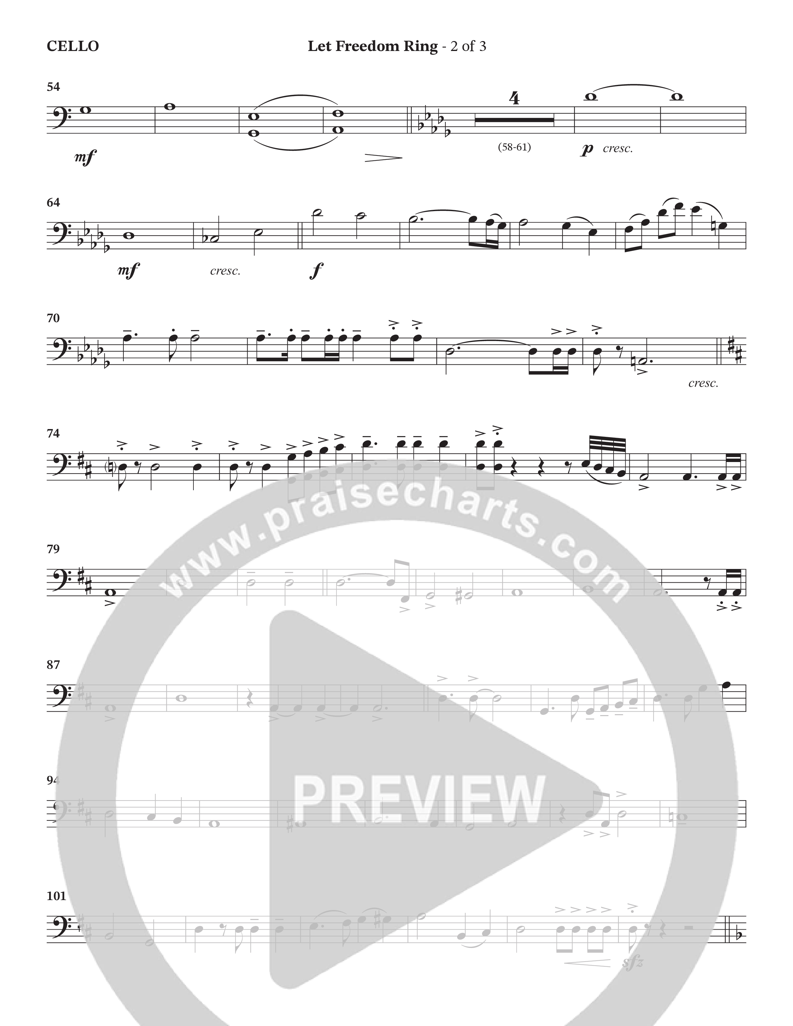 Let Freedom Ring (Choral Anthem SATB) Cello (TaRanda Greene / Charles Billingsley / Arr. Jonathan Walker)