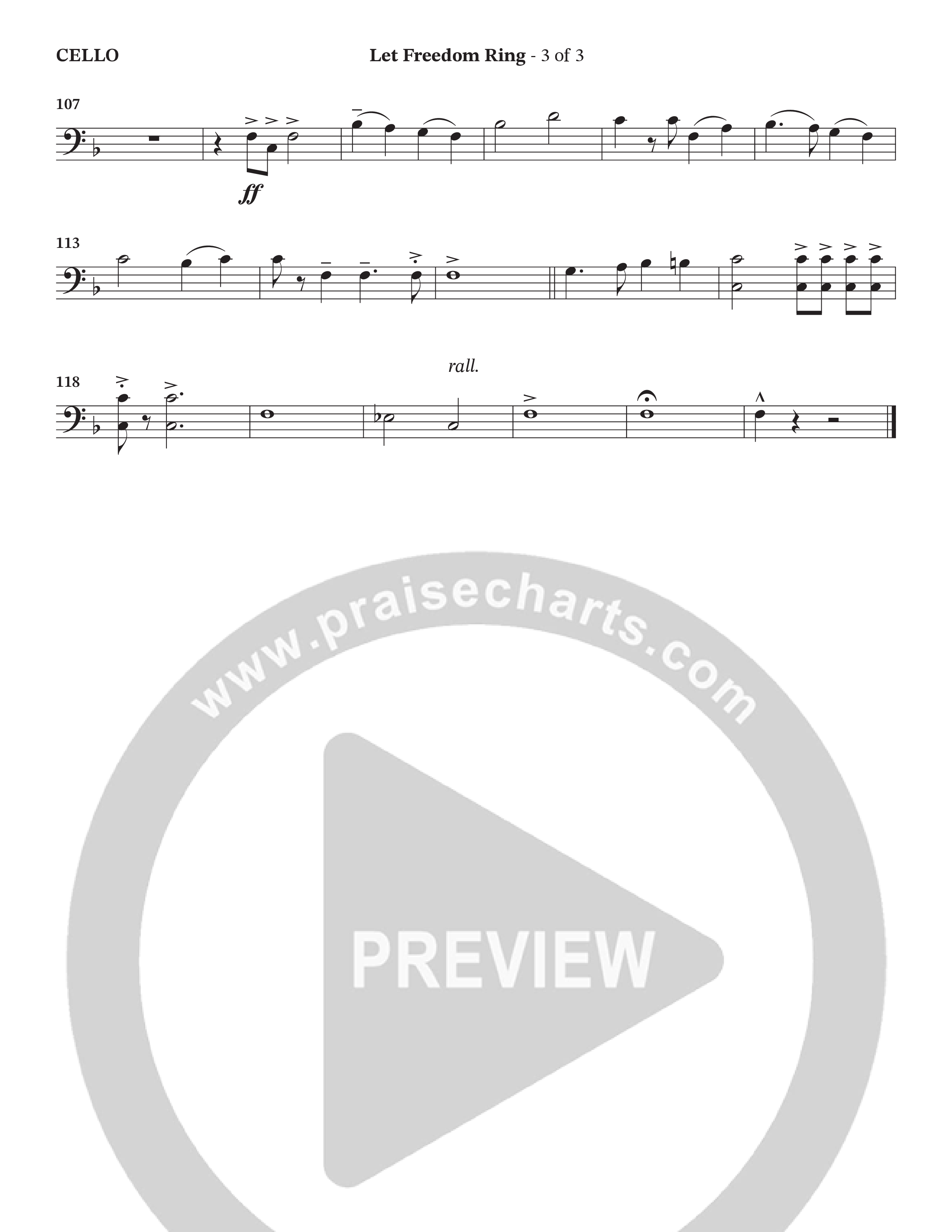 Let Freedom Ring (Choral Anthem SATB) Cello (TaRanda Greene / Charles Billingsley / Arr. Jonathan Walker)