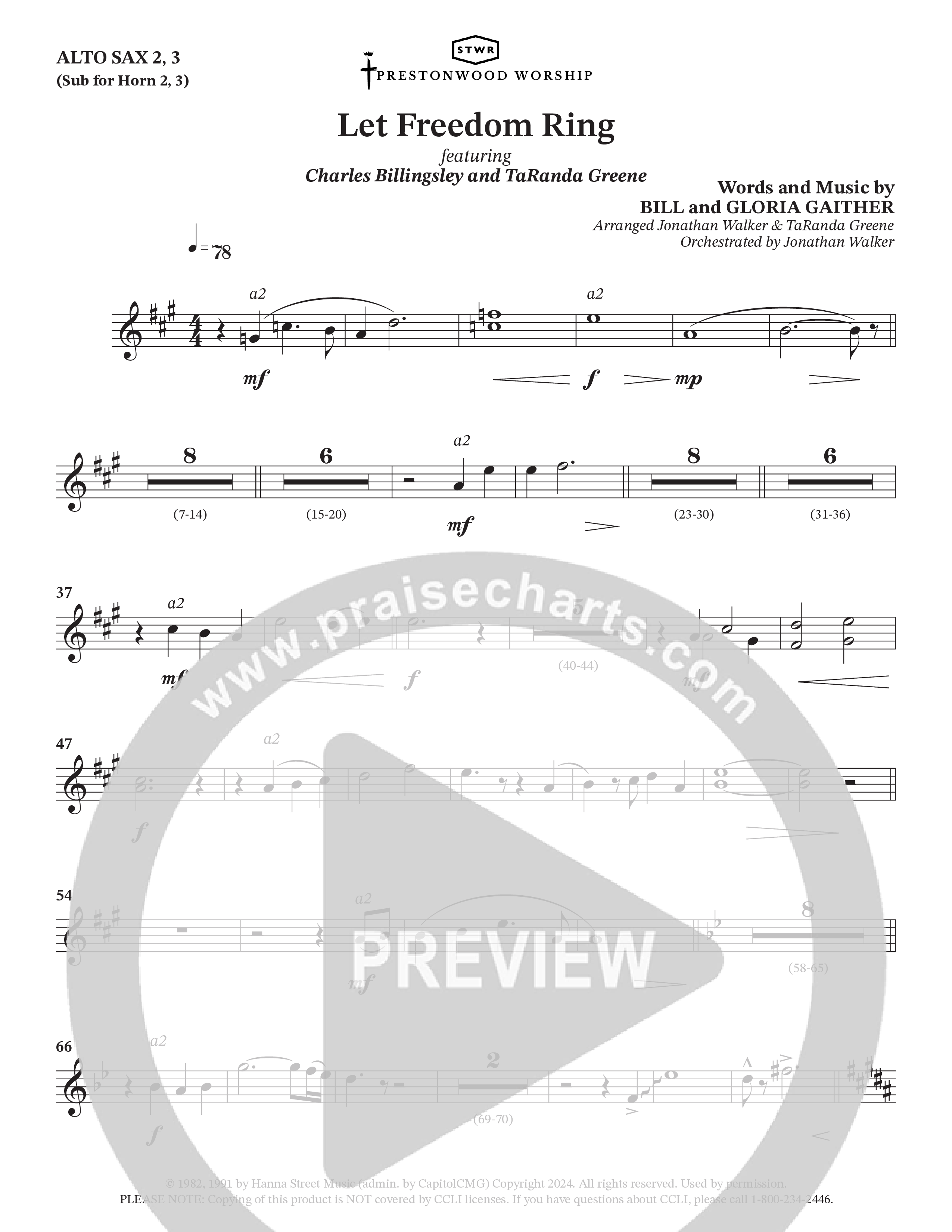 Let Freedom Ring (Choral Anthem SATB) Alto Sax (TaRanda Greene / Charles Billingsley / Arr. Jonathan Walker)