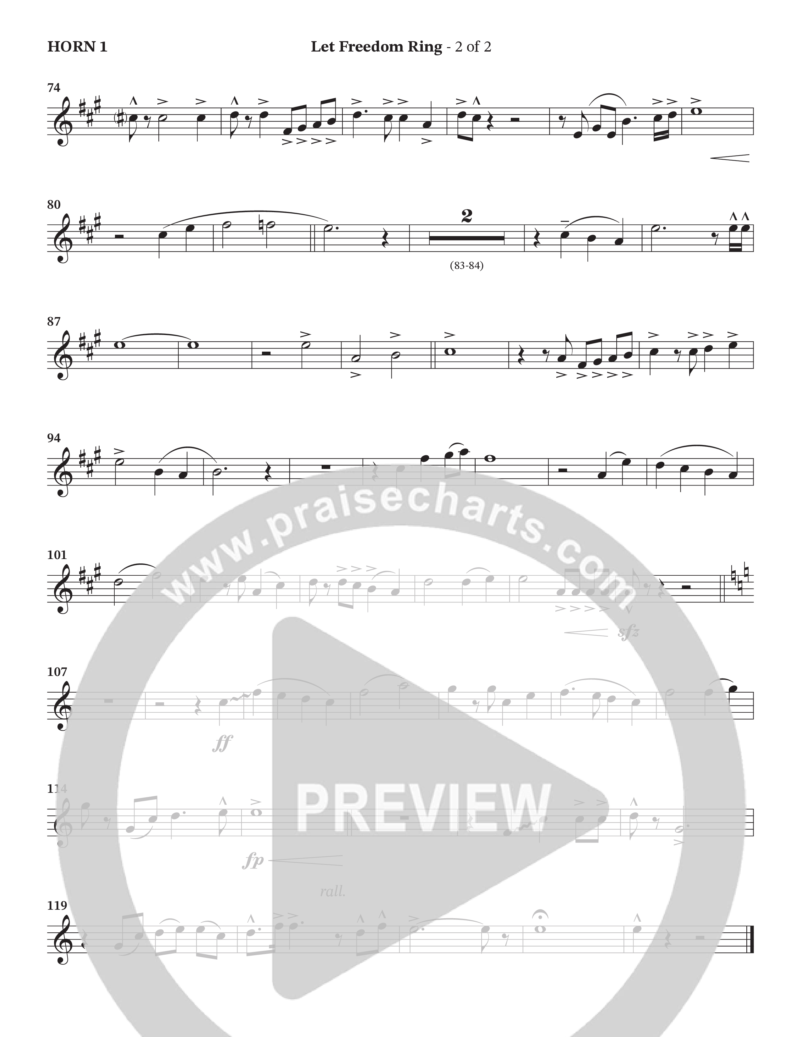 Let Freedom Ring (Choral Anthem SATB) French Horn (TaRanda Greene / Charles Billingsley / Arr. Jonathan Walker)