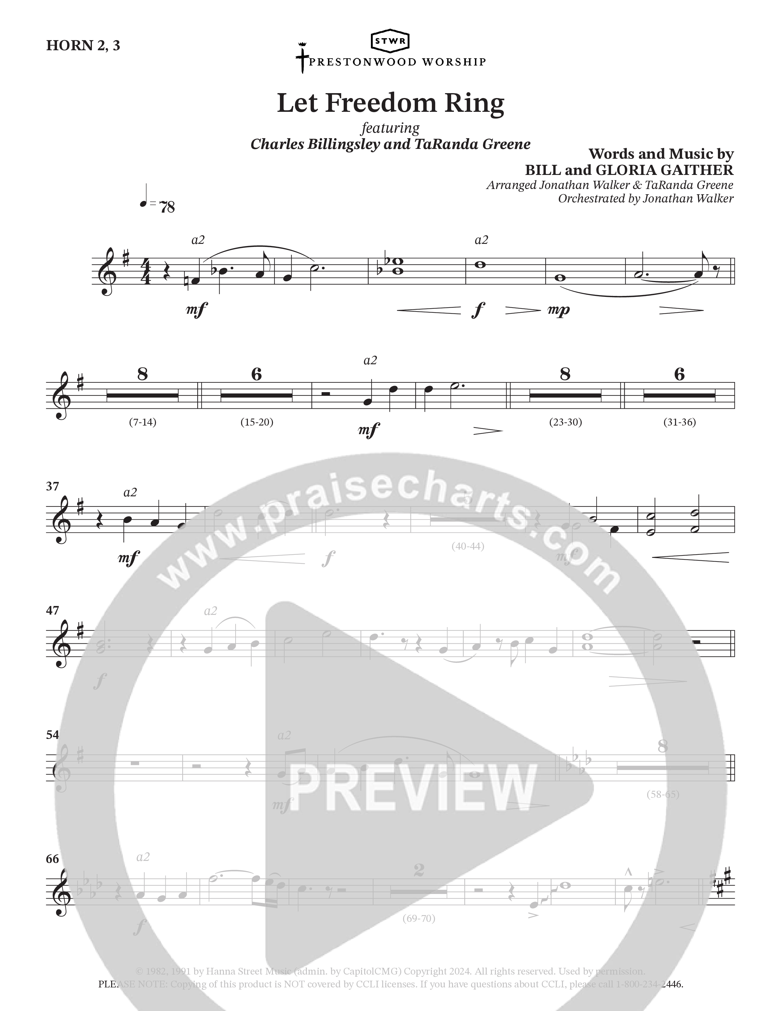 Let Freedom Ring (Choral Anthem SATB) French Horn (TaRanda Greene / Charles Billingsley / Arr. Jonathan Walker)