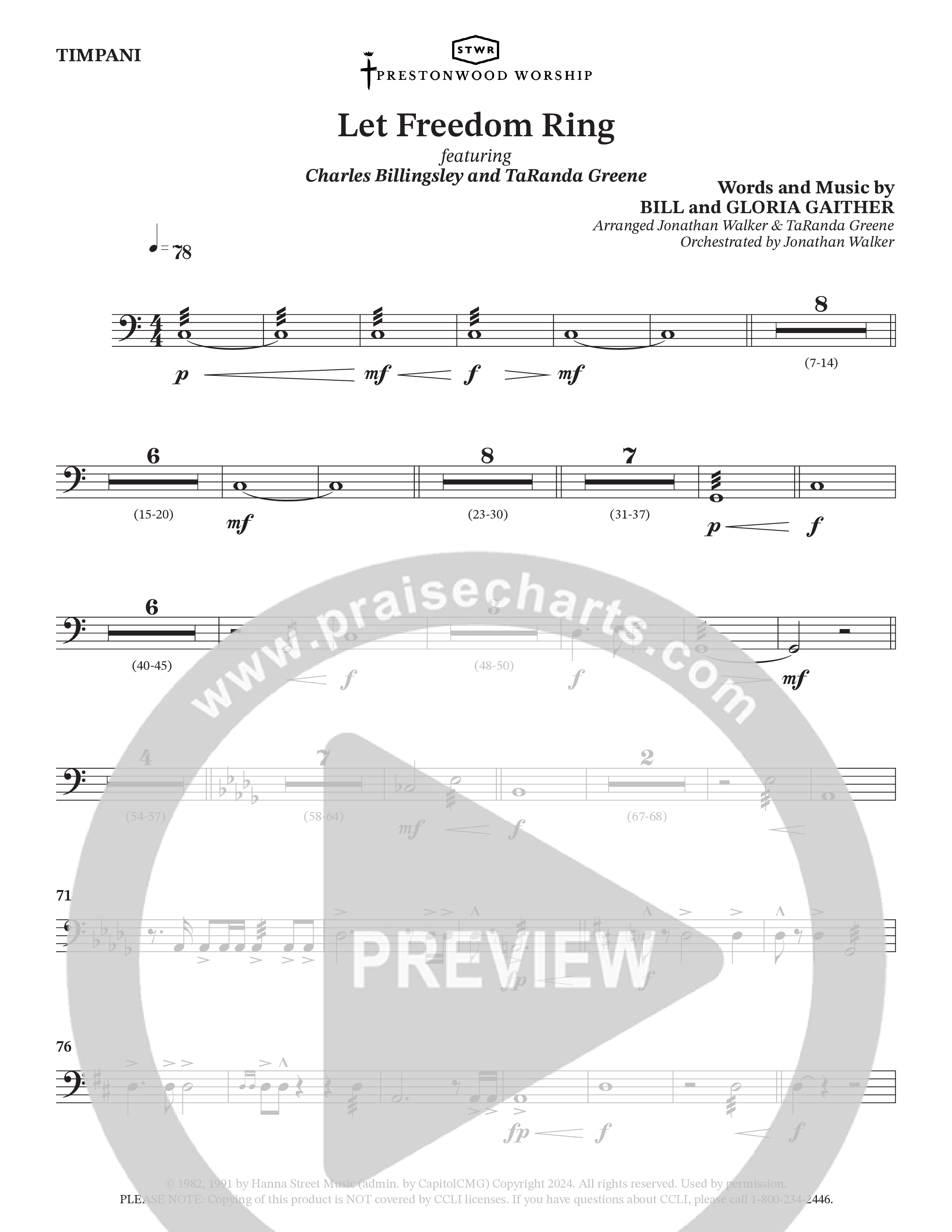 Let Freedom Ring (Choral Anthem SATB) Timpani (TaRanda Greene / Charles Billingsley / Arr. Jonathan Walker)