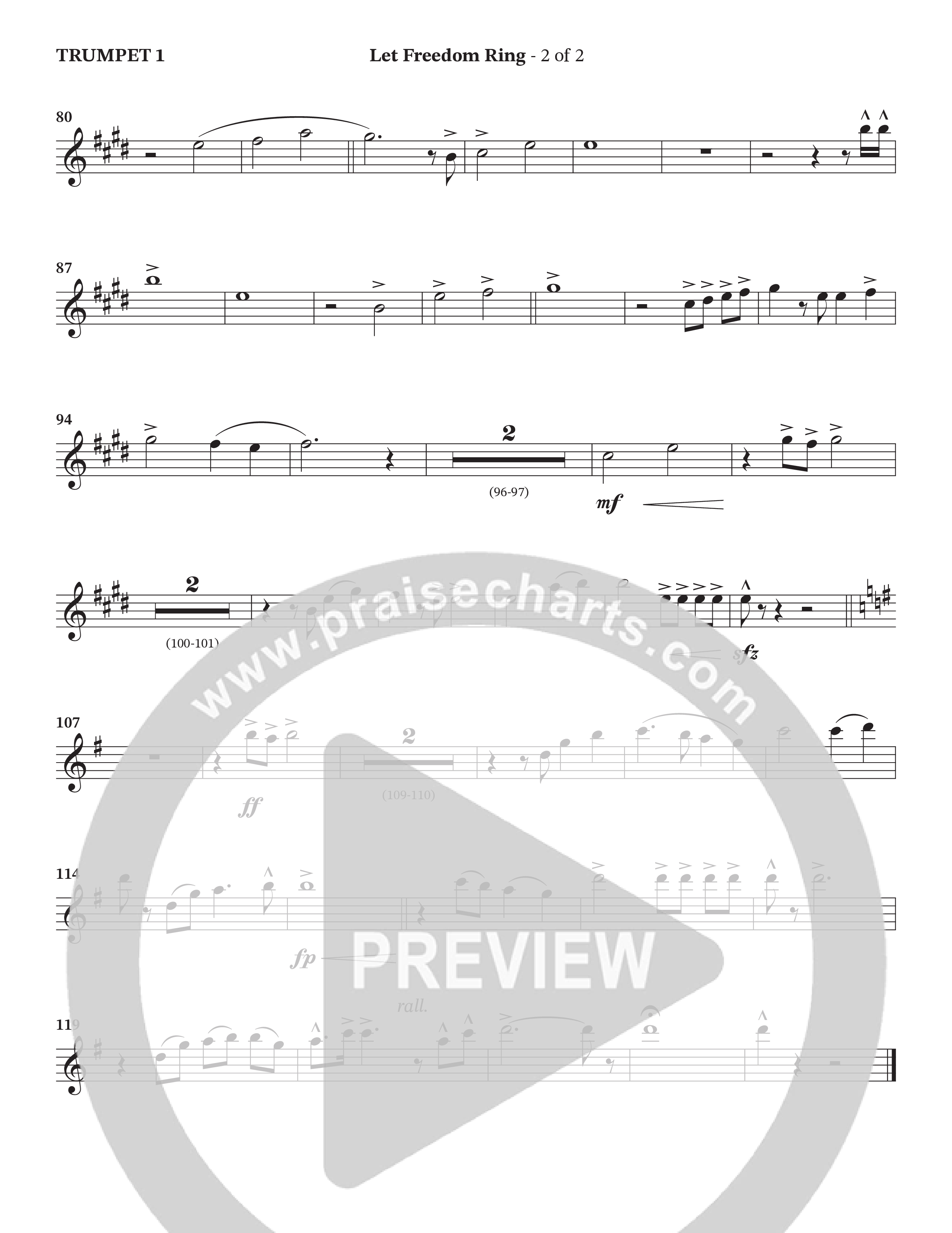 Let Freedom Ring (Choral Anthem SATB) Trumpet 1 (TaRanda Greene / Charles Billingsley / Arr. Jonathan Walker)