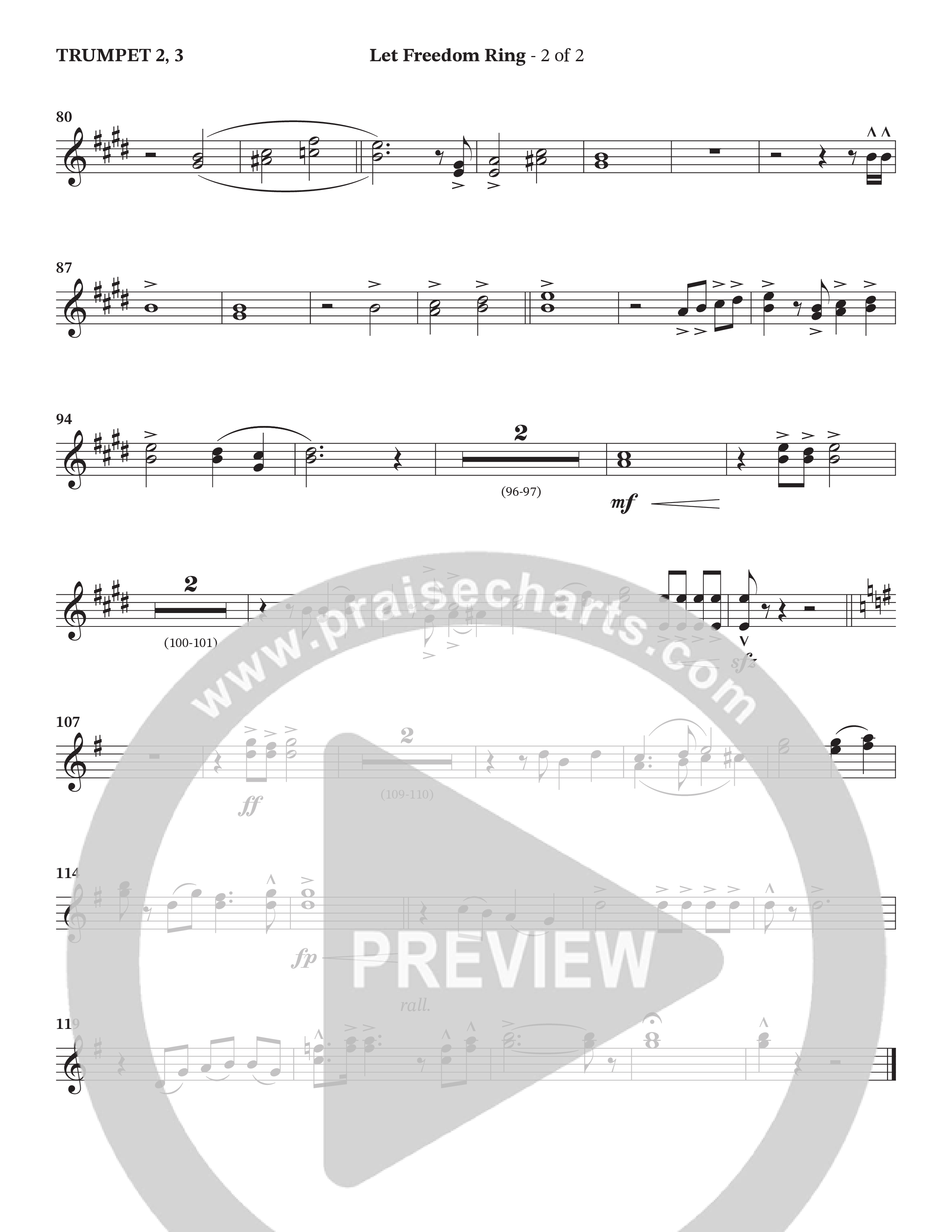 Let Freedom Ring (Choral Anthem SATB) Trumpet 2/3 (TaRanda Greene / Charles Billingsley / Arr. Jonathan Walker)