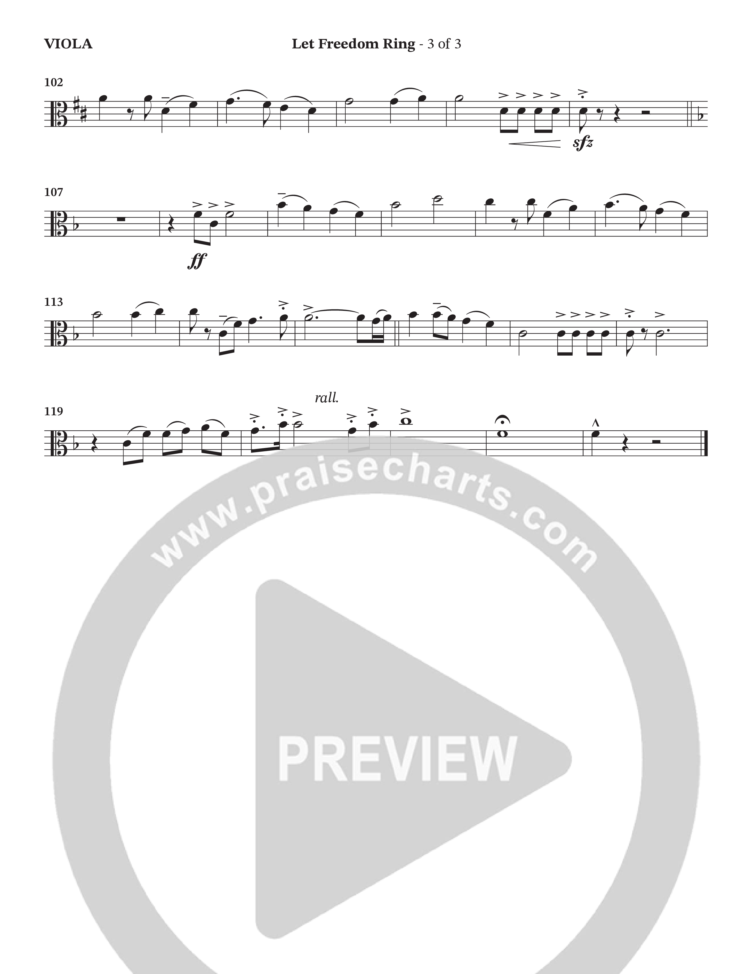 Let Freedom Ring (Choral Anthem SATB) Viola (TaRanda Greene / Charles Billingsley / Arr. Jonathan Walker)