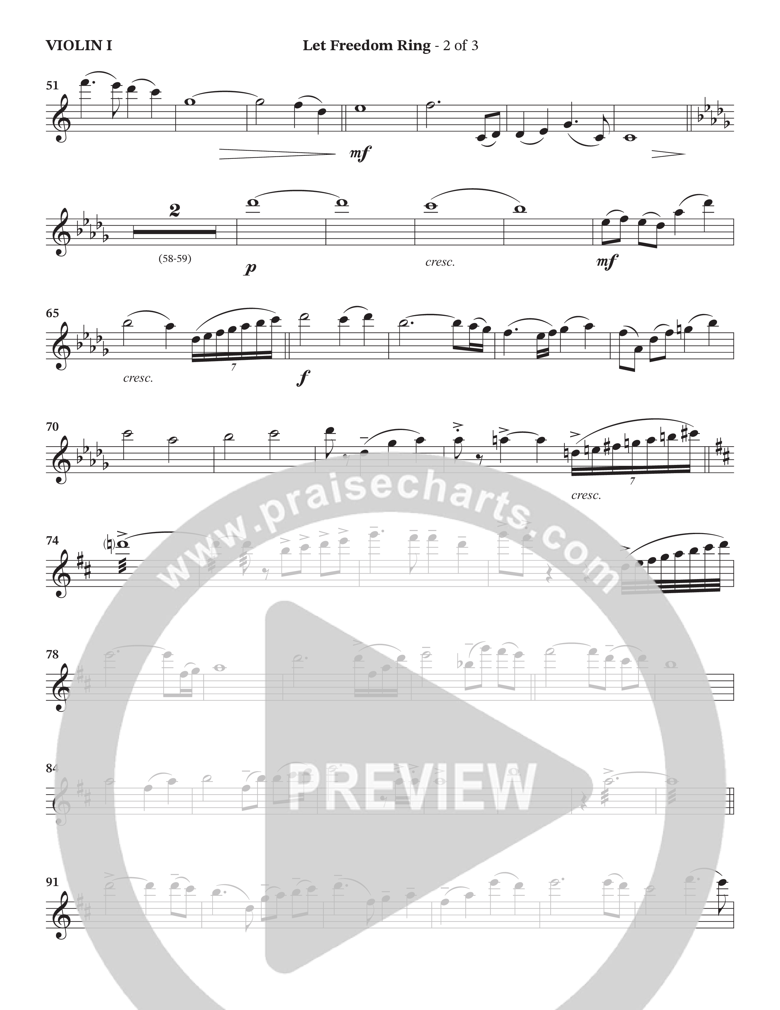Let Freedom Ring (Choral Anthem SATB) Violin 1 (TaRanda Greene / Charles Billingsley / Arr. Jonathan Walker)