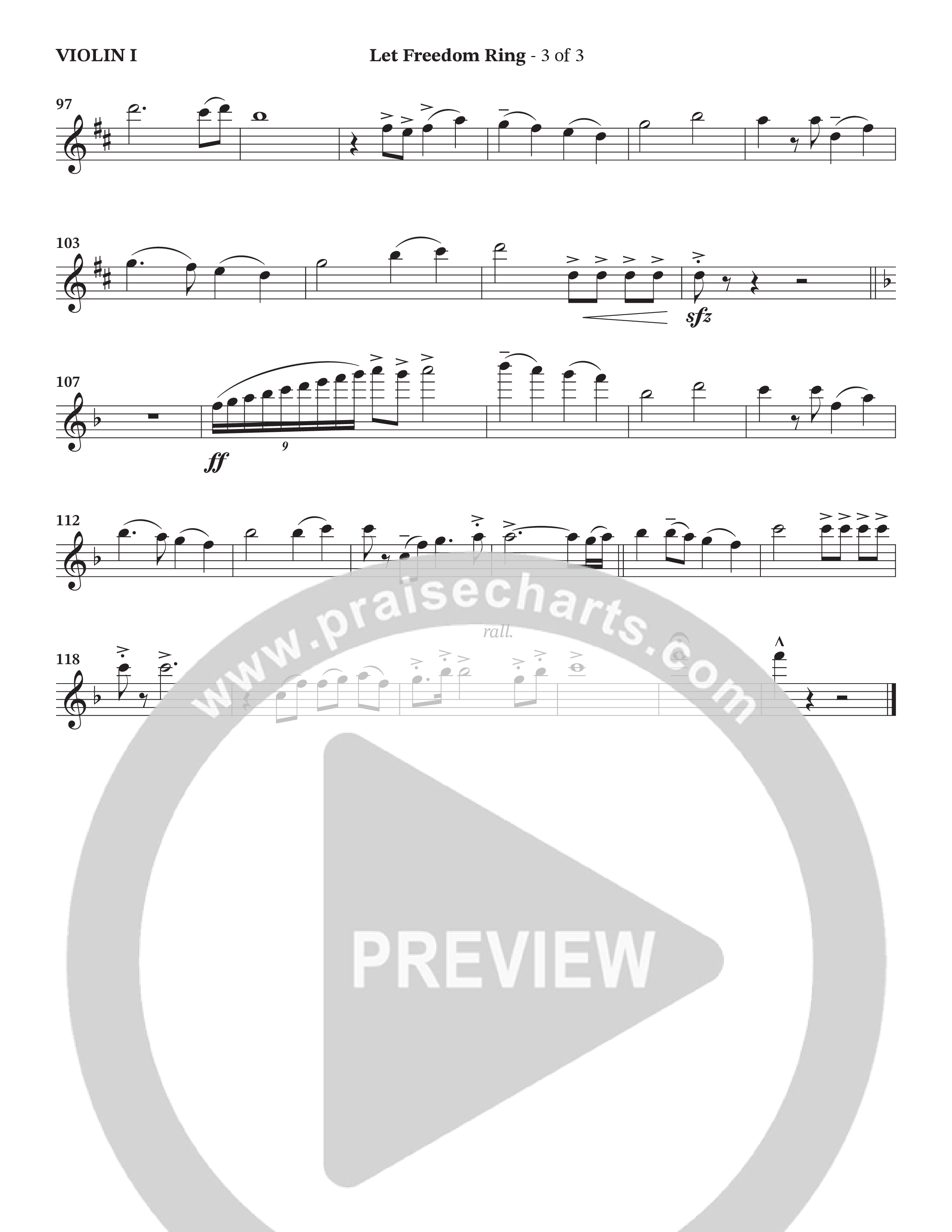 Let Freedom Ring (Choral Anthem SATB) Violin 1 (TaRanda Greene / Charles Billingsley / Arr. Jonathan Walker)