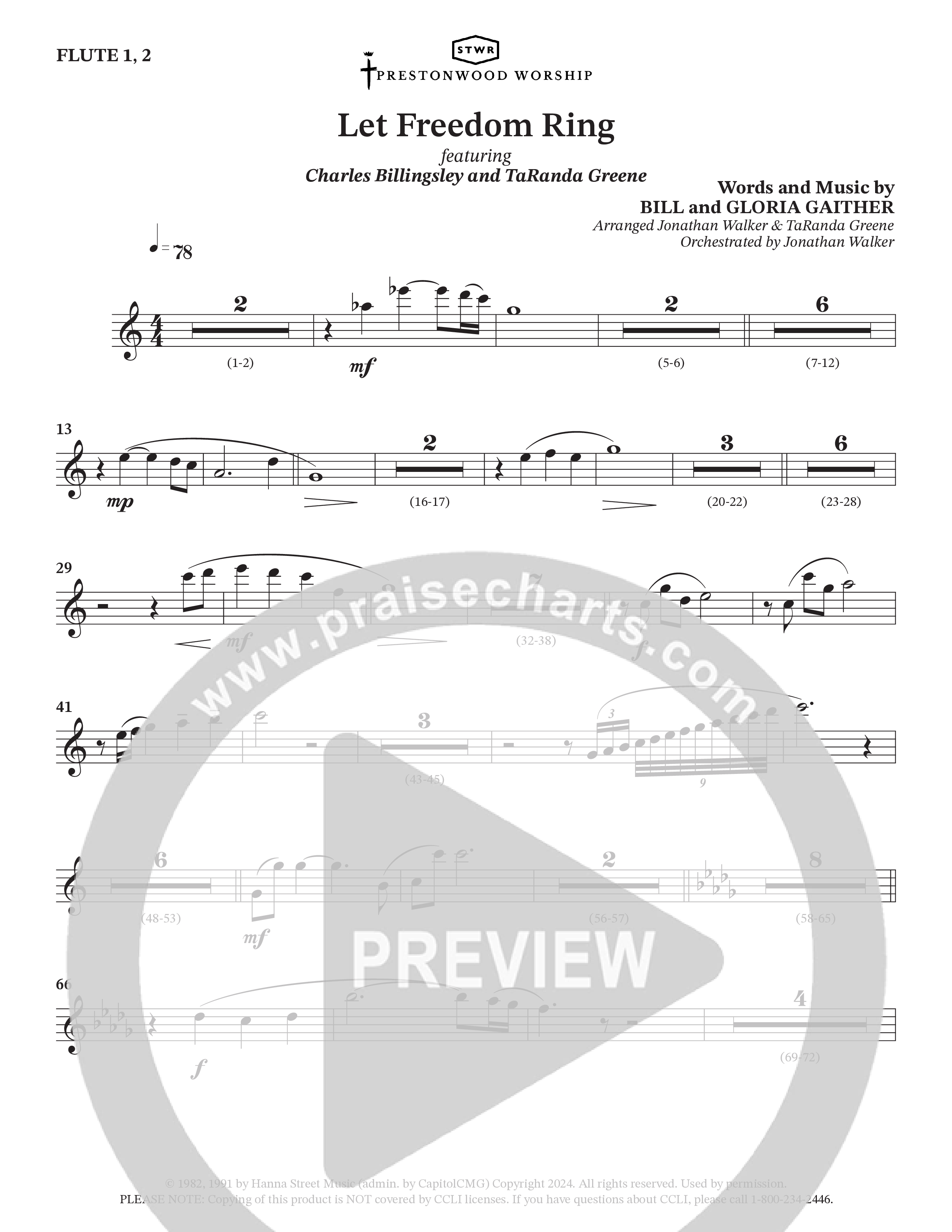 Let Freedom Ring (Choral Anthem SATB) Flute 1/2 (TaRanda Greene / Charles Billingsley / Arr. Jonathan Walker)