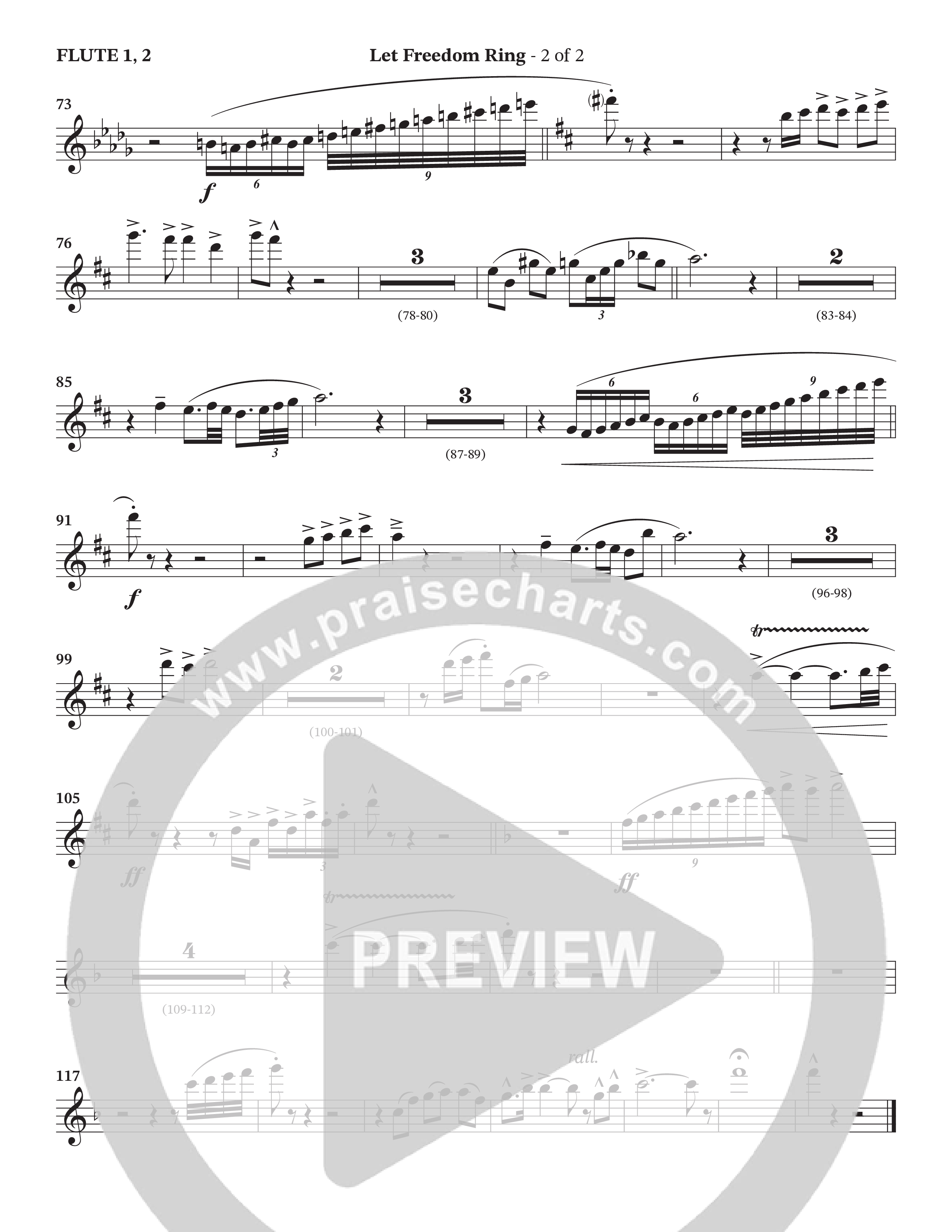 Let Freedom Ring (Choral Anthem SATB) Flute 1/2 (TaRanda Greene / Charles Billingsley / Arr. Jonathan Walker)