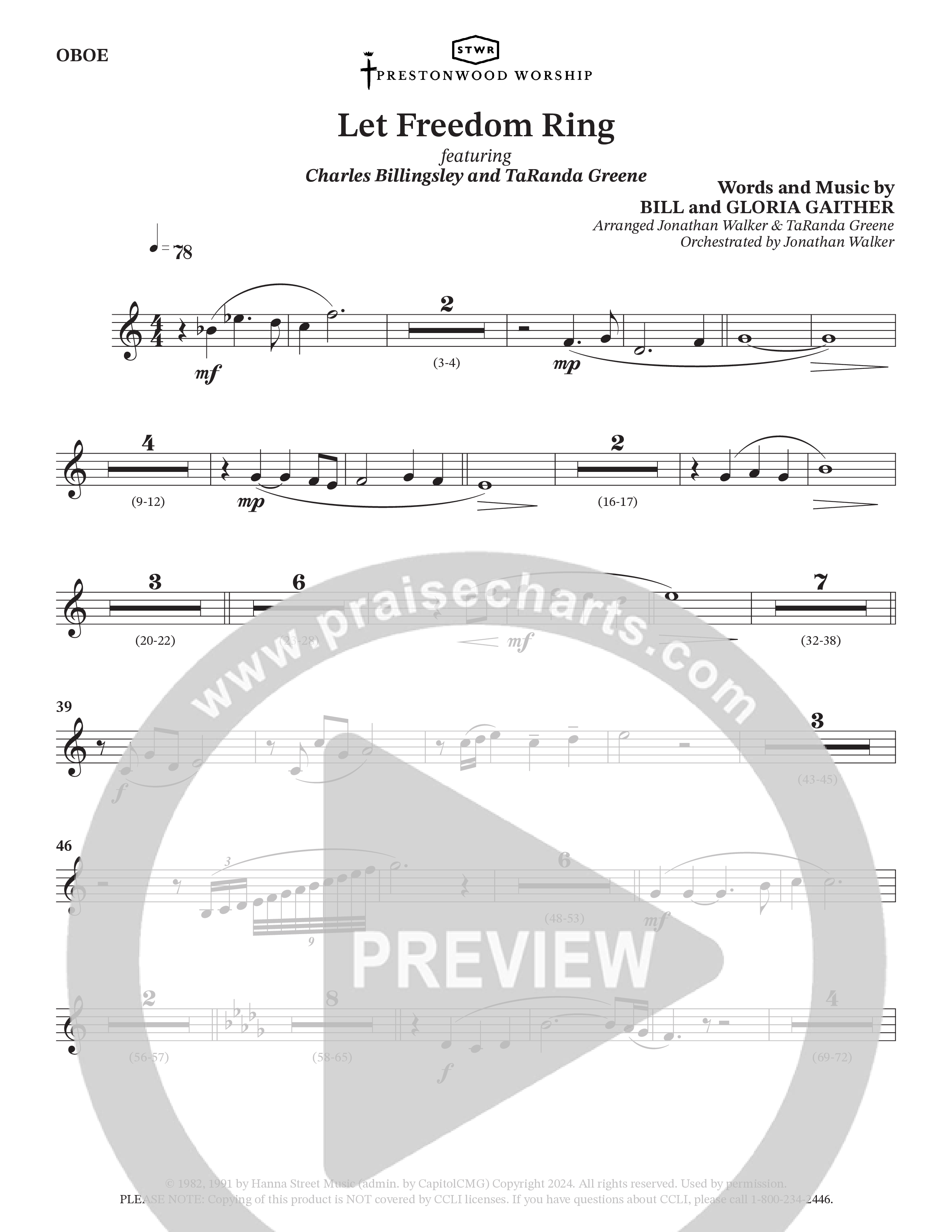 Let Freedom Ring (Choral Anthem SATB) Oboe (TaRanda Greene / Charles Billingsley / Arr. Jonathan Walker)