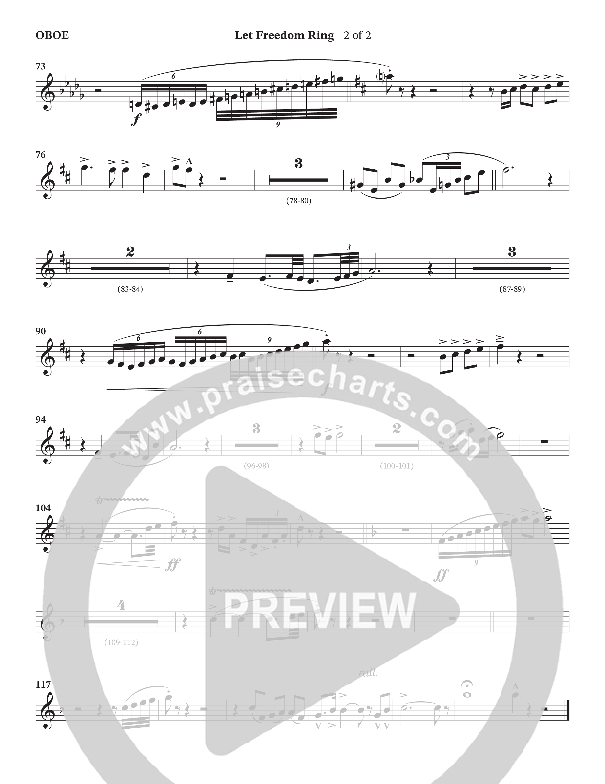 Let Freedom Ring (Choral Anthem SATB) Oboe (TaRanda Greene / Charles Billingsley / Arr. Jonathan Walker)