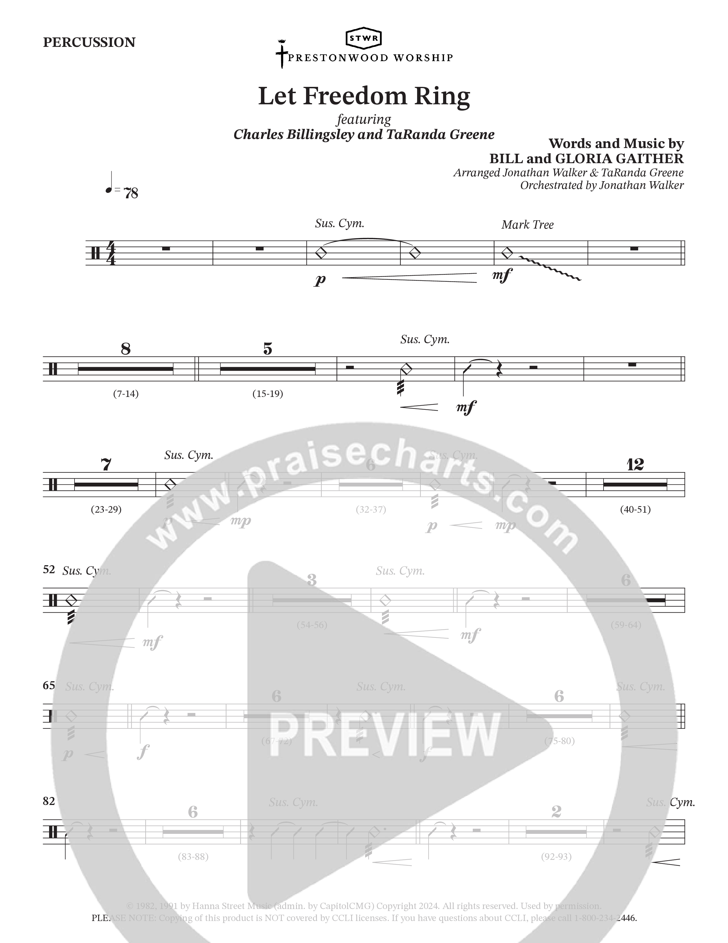 Let Freedom Ring (Choral Anthem SATB) Percussion (TaRanda Greene / Charles Billingsley / Arr. Jonathan Walker)