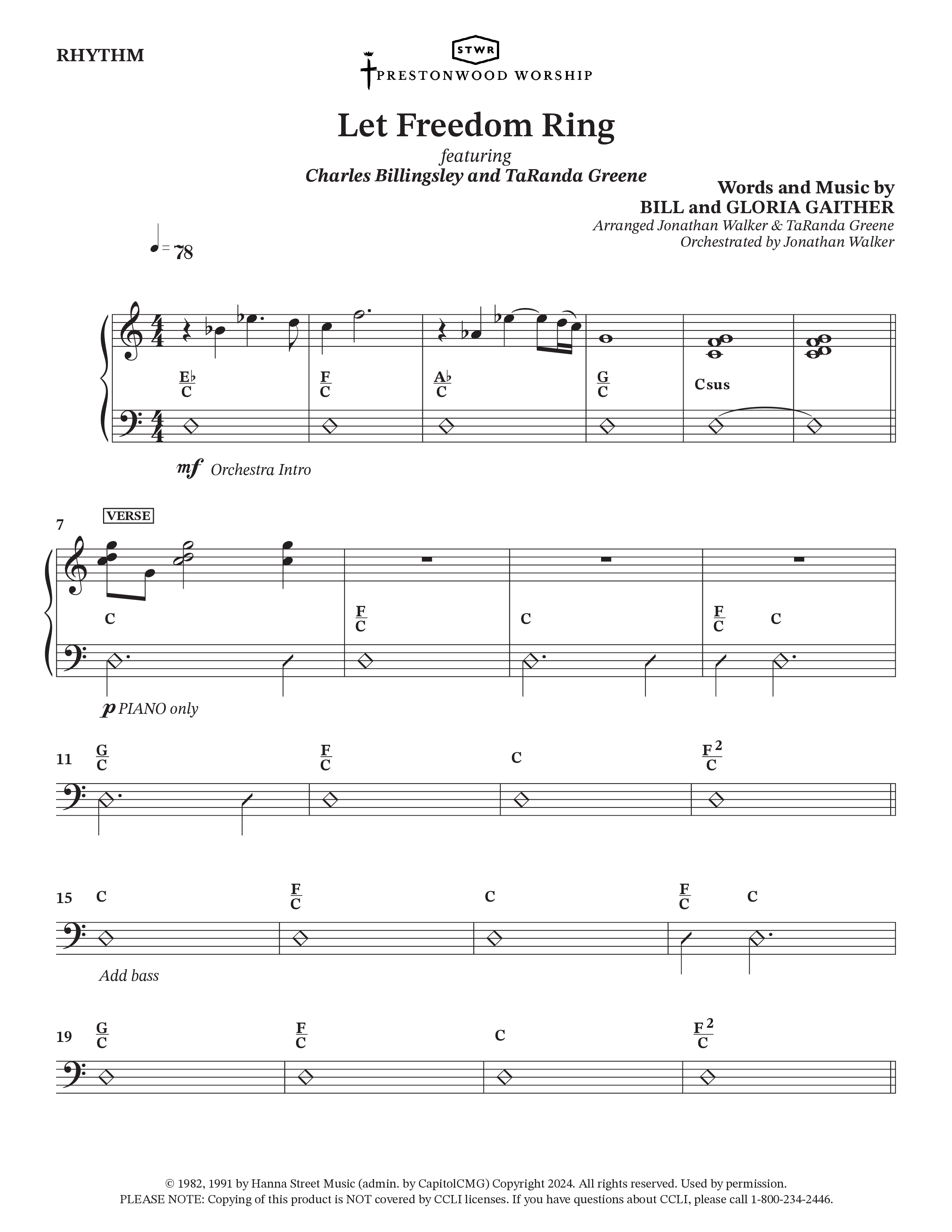 Let Freedom Ring (Choral Anthem SATB) Rhythm Chart (TaRanda Greene / Charles Billingsley / Arr. Jonathan Walker)
