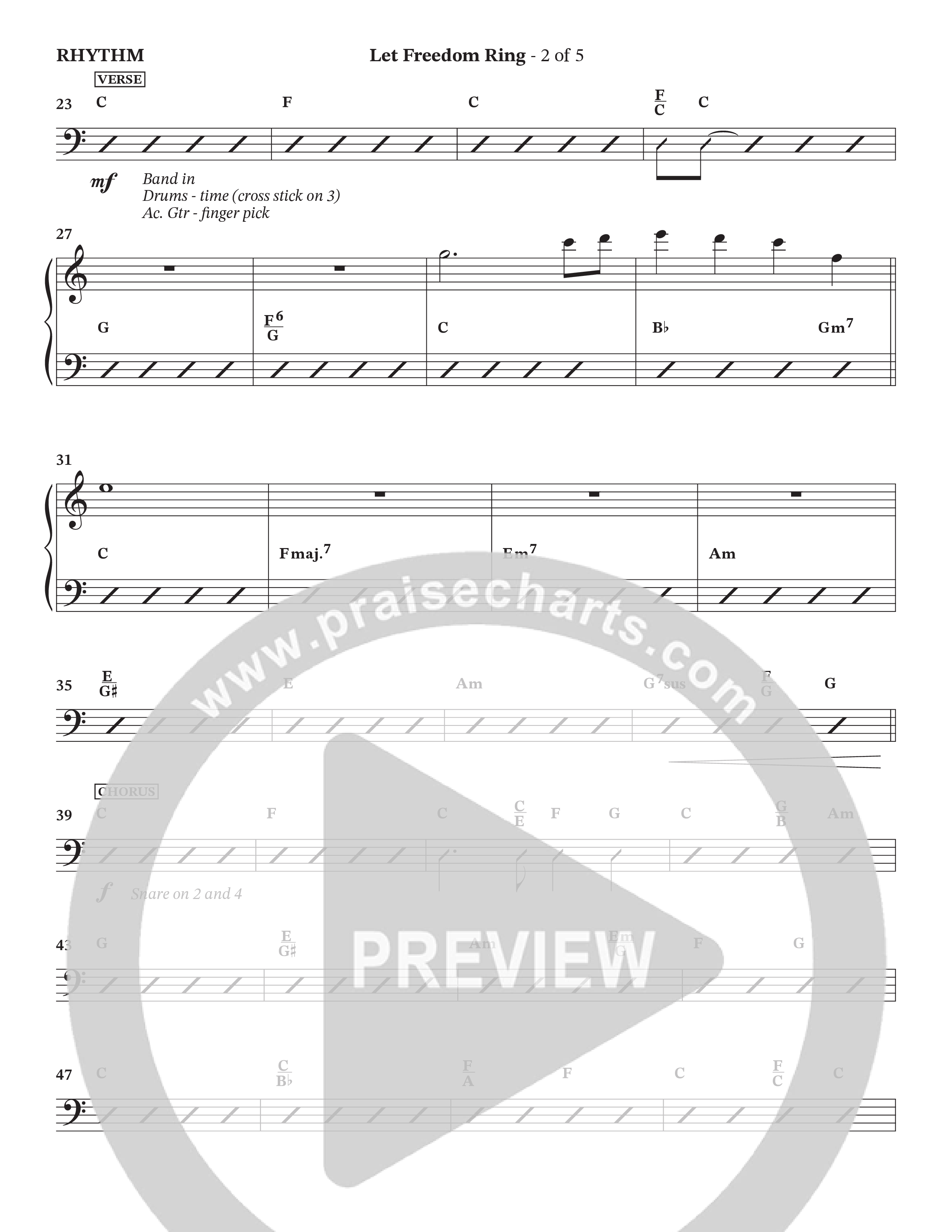 Let Freedom Ring (Choral Anthem SATB) Rhythm Chart (TaRanda Greene / Charles Billingsley / Arr. Jonathan Walker)