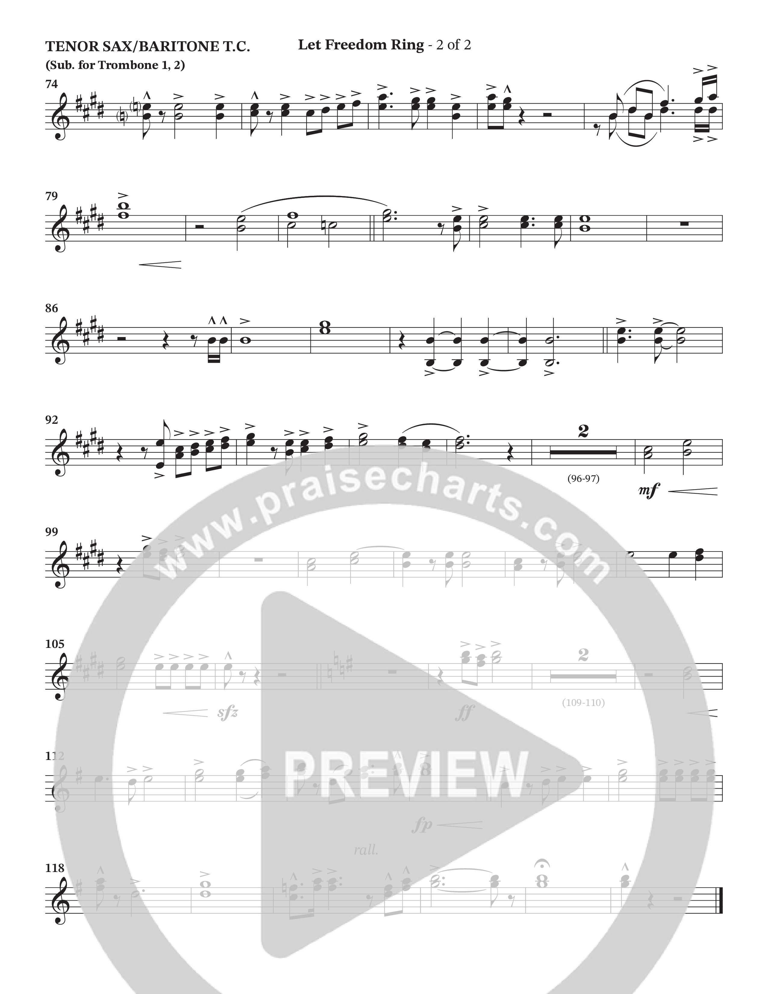 Let Freedom Ring (Choral Anthem SATB) Tenor Sax/Baritone T.C. (TaRanda Greene / Charles Billingsley / Arr. Jonathan Walker)