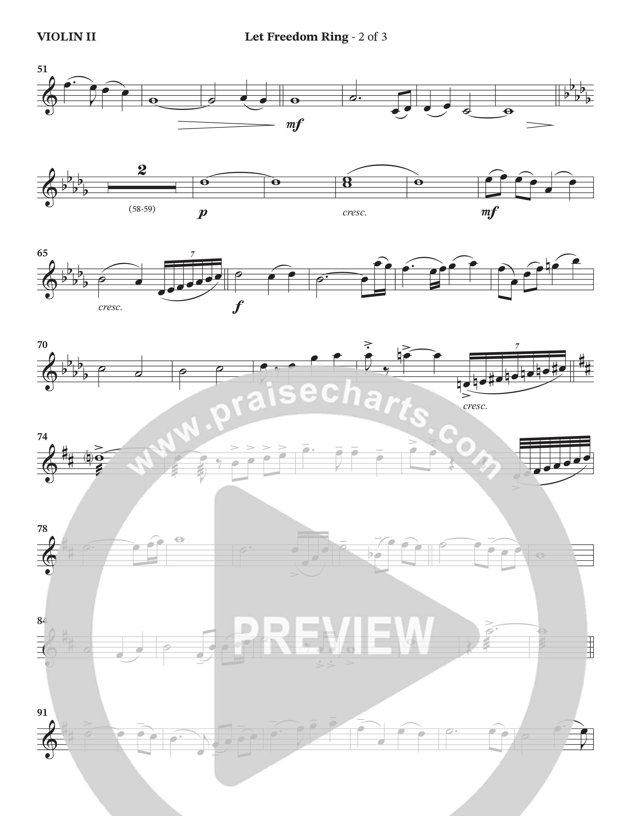 Let Freedom Ring (Choral Anthem SATB) Violin 2 (TaRanda Greene / Charles Billingsley / Arr. Jonathan Walker)