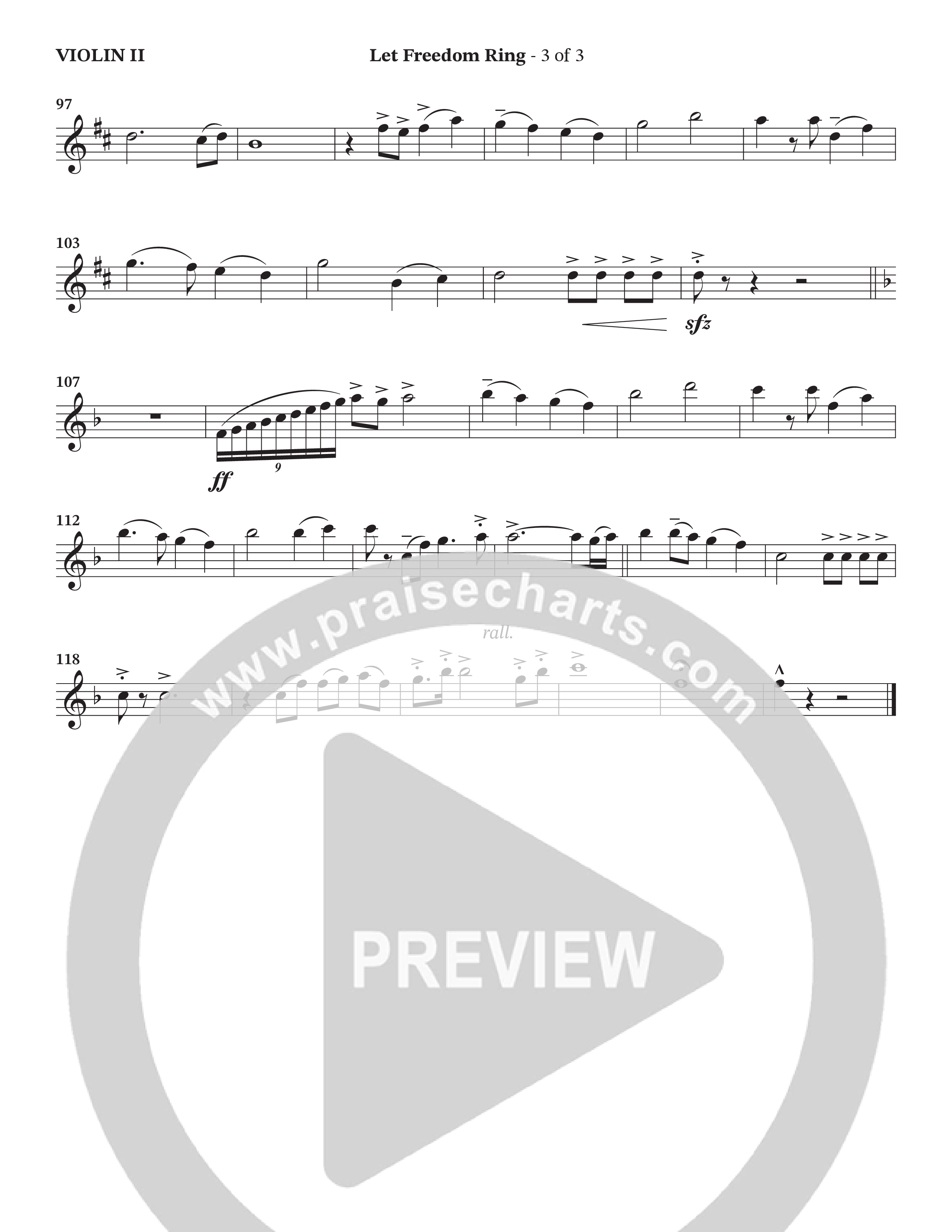 Let Freedom Ring (Choral Anthem SATB) Violin 2 (TaRanda Greene / Charles Billingsley / Arr. Jonathan Walker)