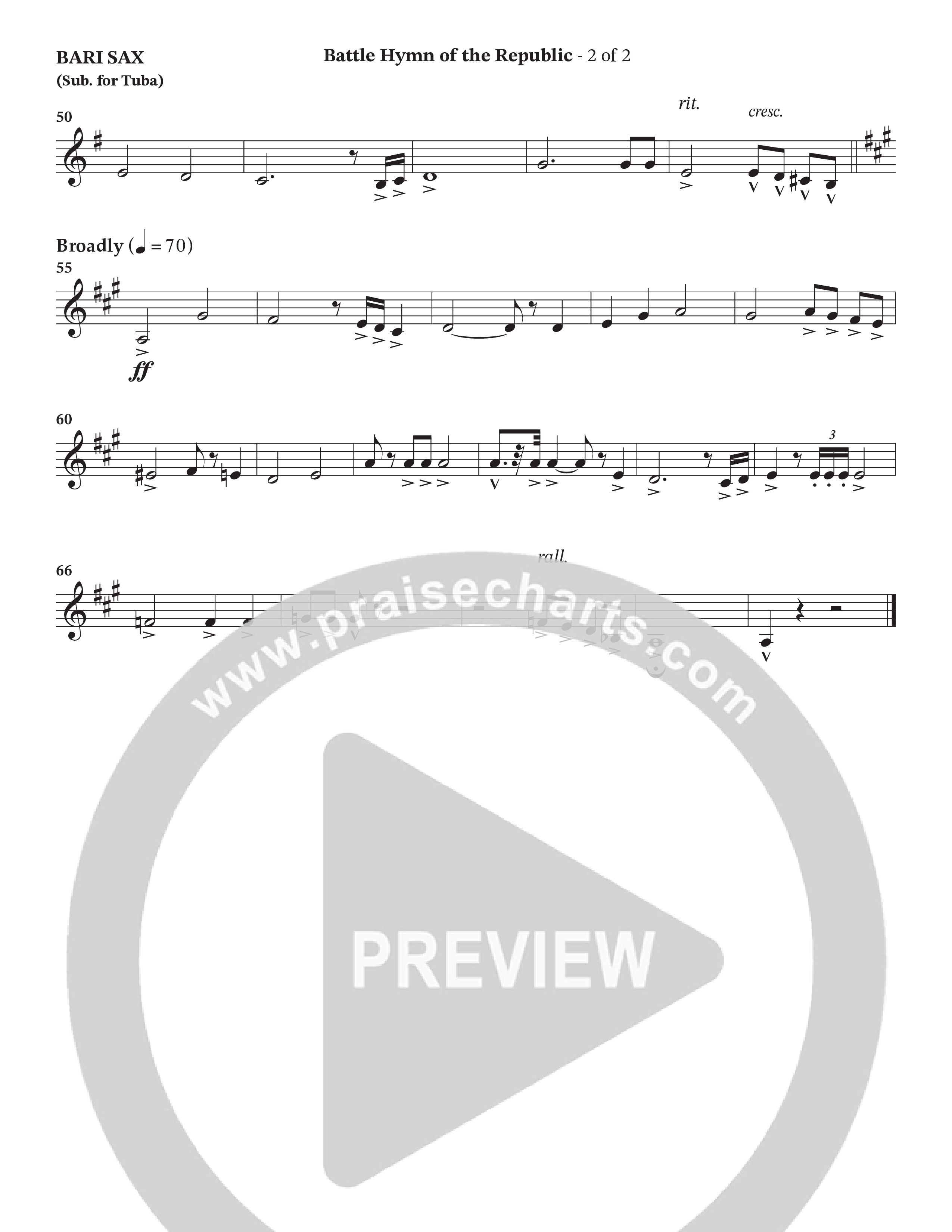 Battle Hymn Of The Republic (Choral Anthem SATB) Bari Sax (Prestonwood Worship / Arr. Jonathan Walker)
