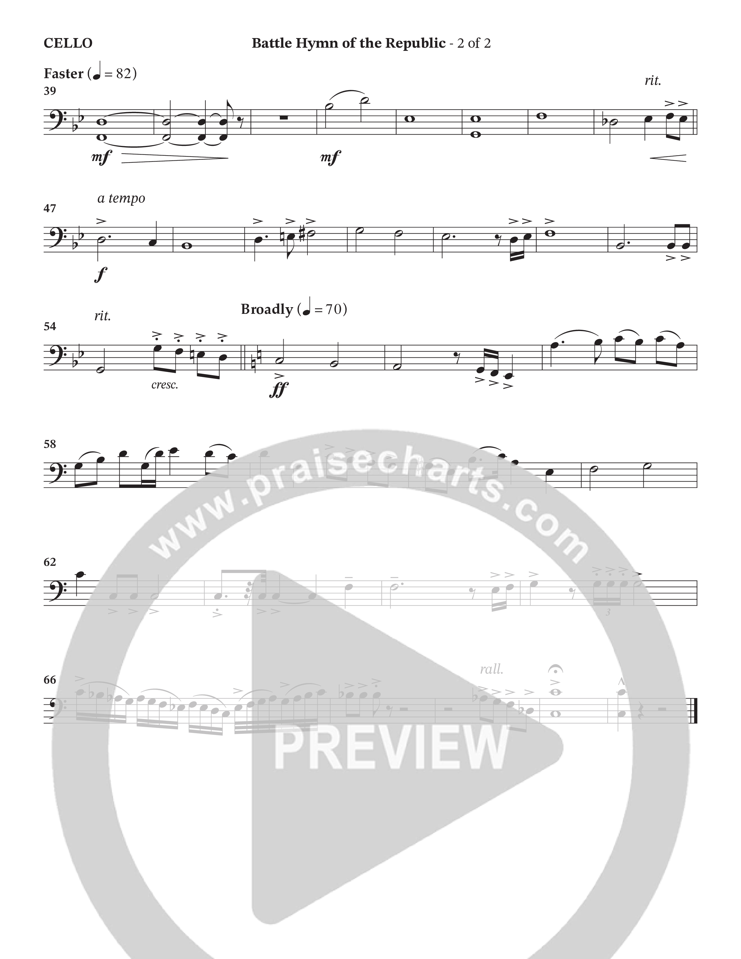 Battle Hymn Of The Republic (Choral Anthem SATB) Cello (Prestonwood Worship / Arr. Jonathan Walker)