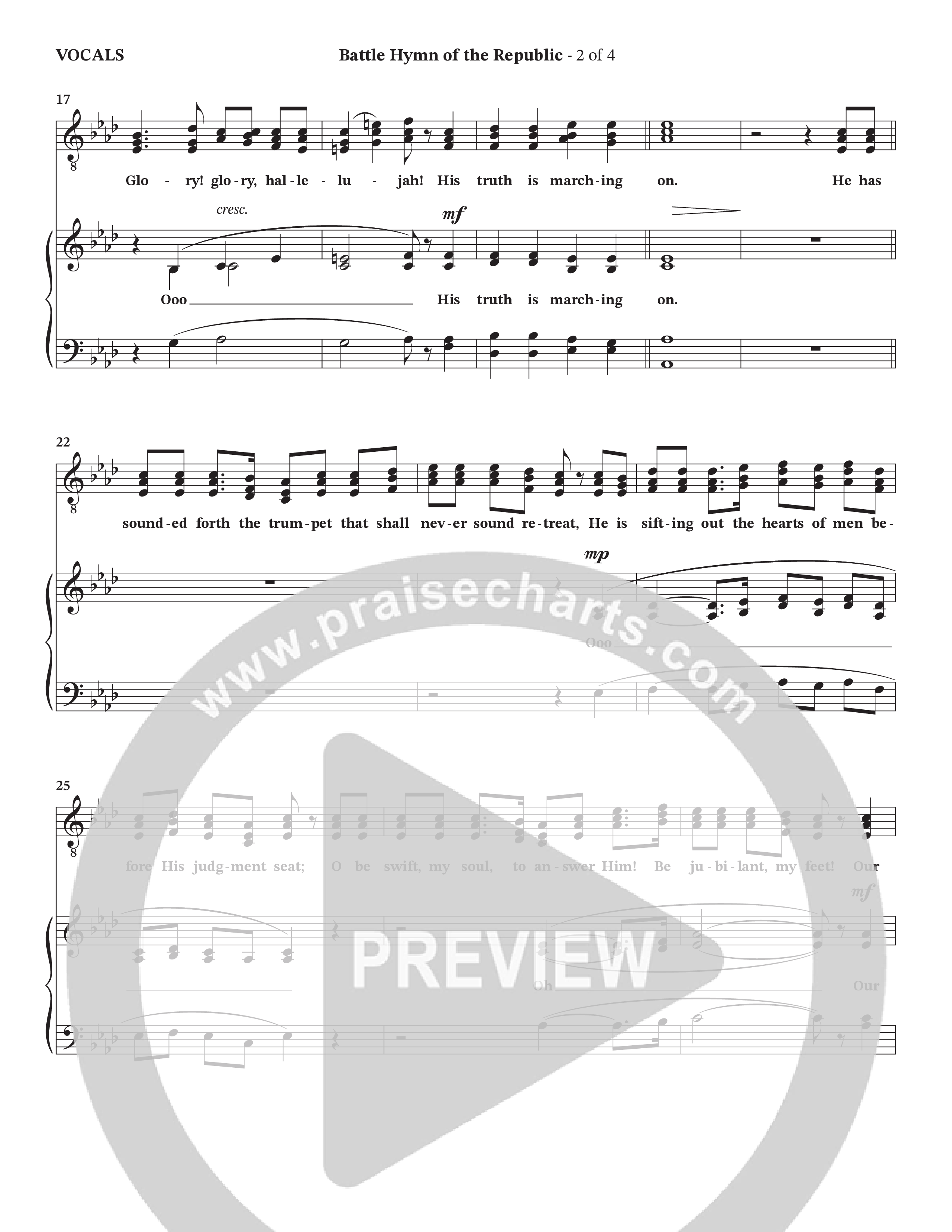 Battle Hymn Of The Republic (Choral Anthem SATB) Choir Sheet (Prestonwood Worship / Arr. Jonathan Walker)