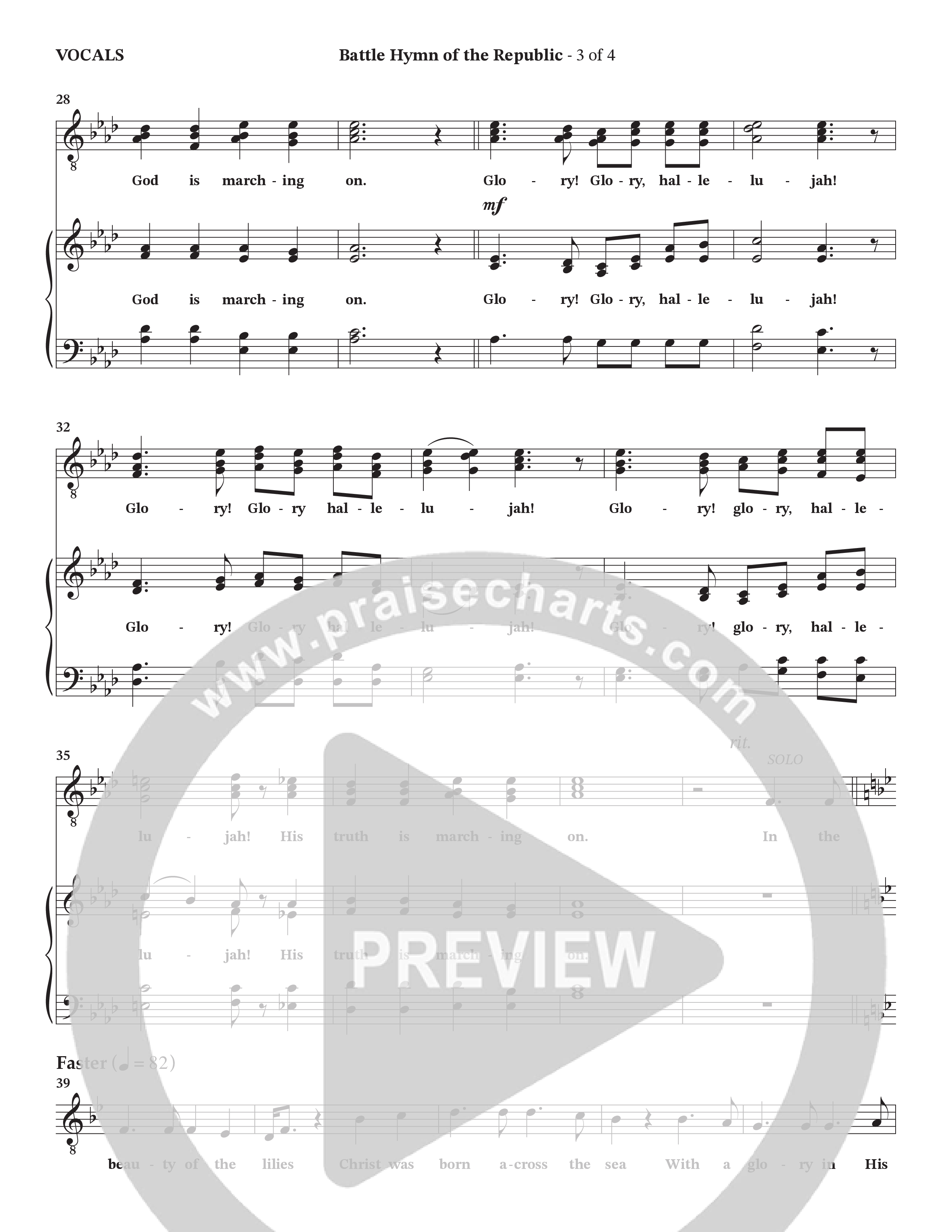 Battle Hymn Of The Republic (Choral Anthem SATB) Choir Sheet (Prestonwood Worship / Arr. Jonathan Walker)