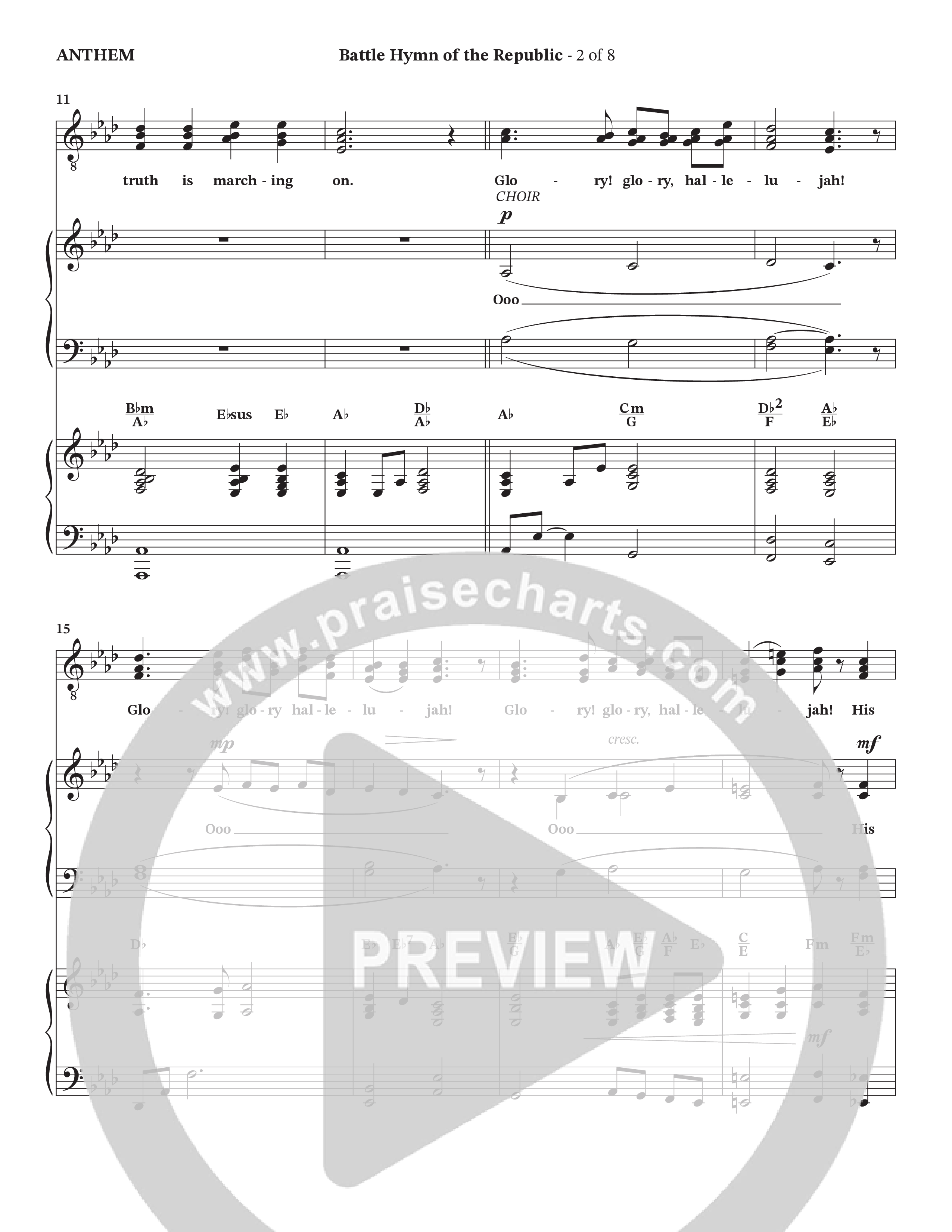 Battle Hymn Of The Republic (Choral Anthem SATB) Piano/Vocal Pack (Prestonwood Worship / Arr. Jonathan Walker)