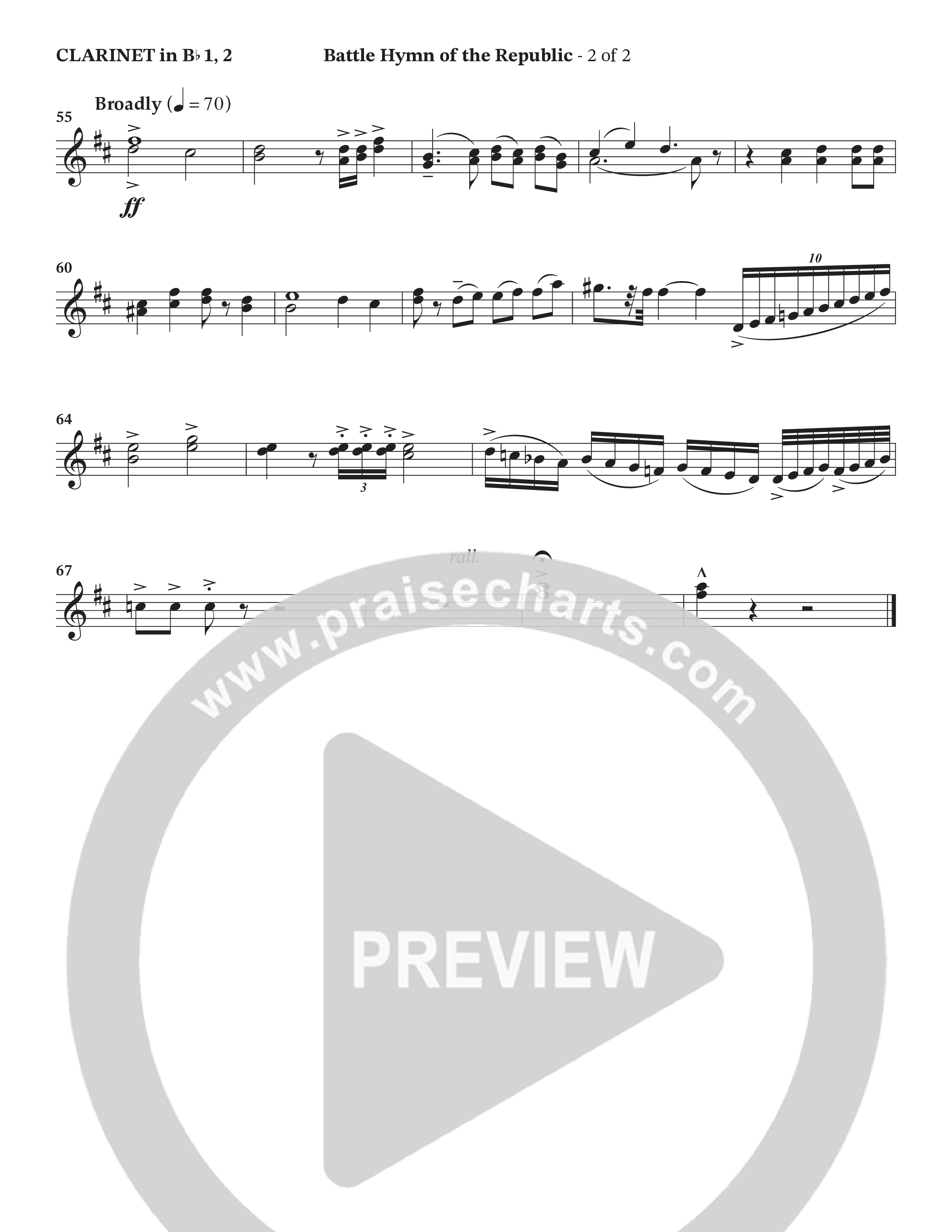 Battle Hymn Of The Republic (Choral Anthem SATB) Clarinet (Prestonwood Worship / Arr. Jonathan Walker)