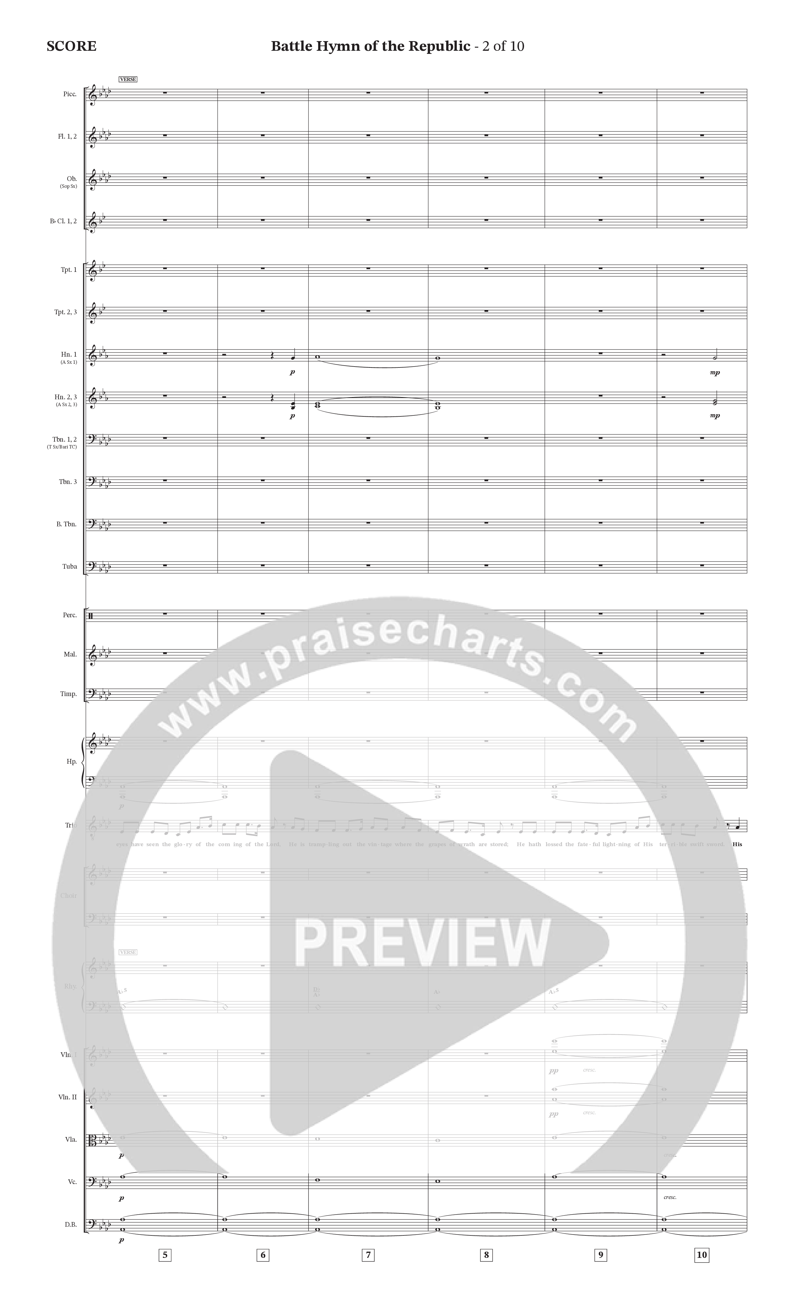 Battle Hymn Of The Republic (Choral Anthem SATB) Orchestration (Prestonwood Worship / Arr. Jonathan Walker)
