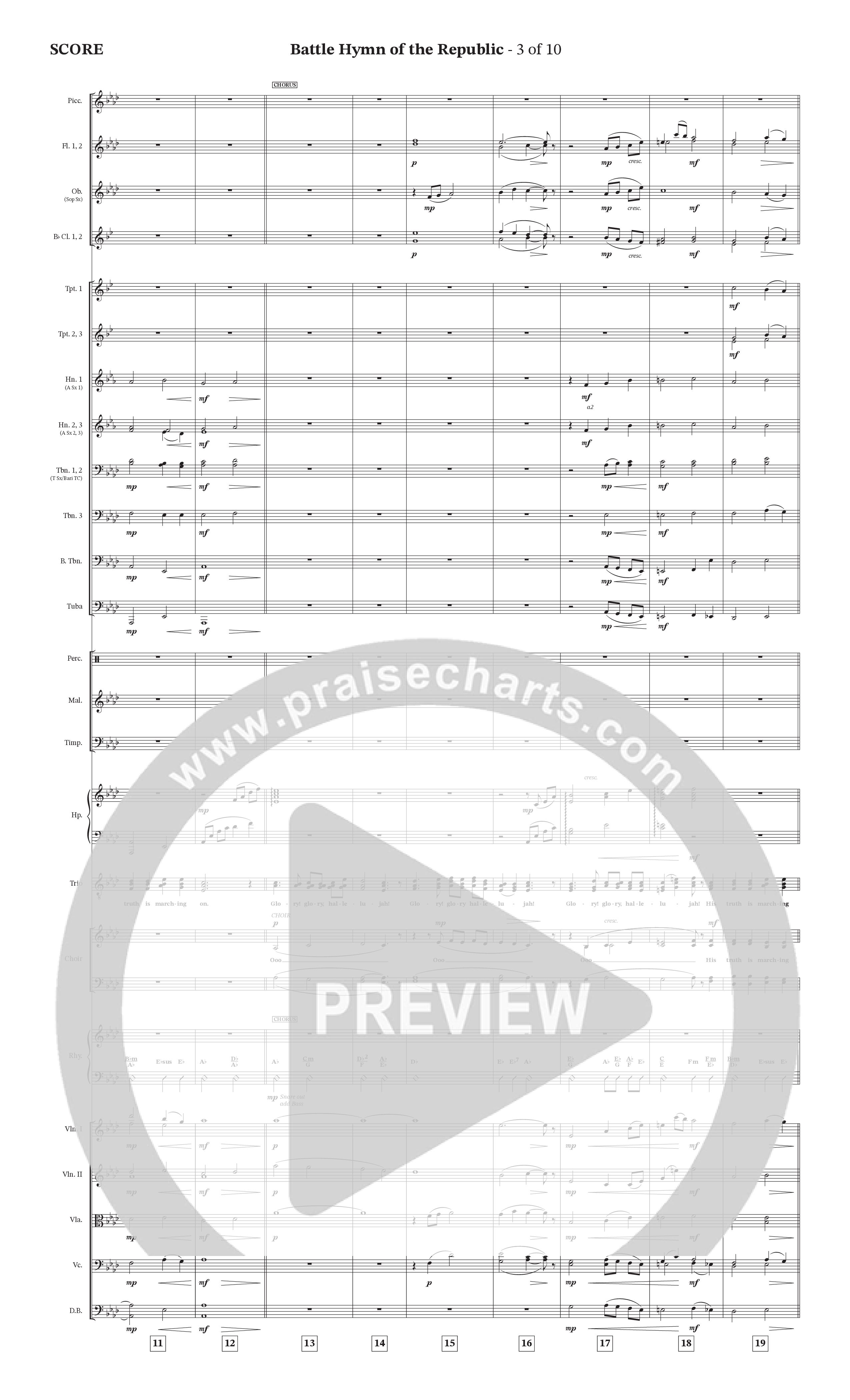 Battle Hymn Of The Republic (Choral Anthem SATB) Orchestration (Prestonwood Worship / Arr. Jonathan Walker)