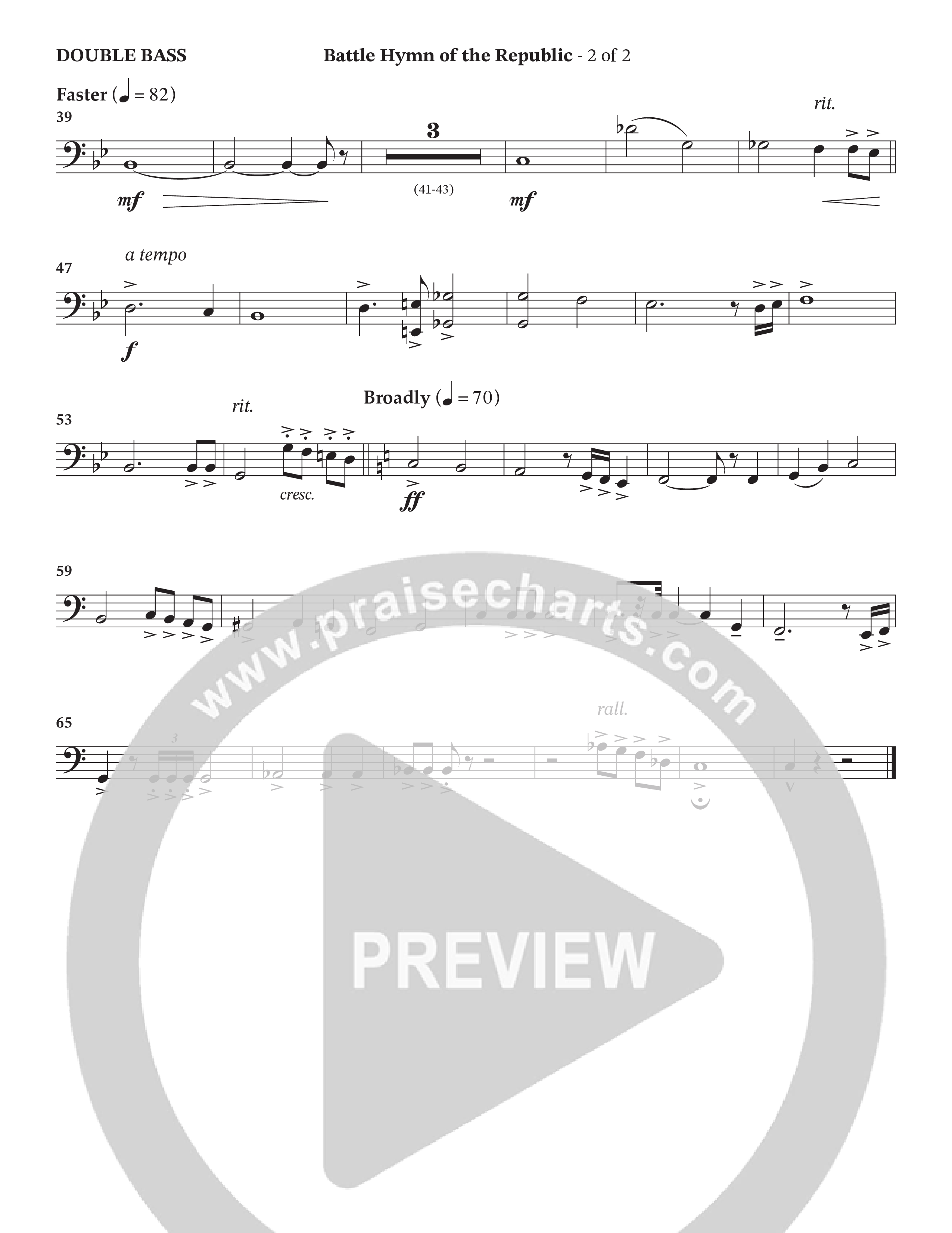 Battle Hymn Of The Republic (Choral Anthem SATB) Double Bass (Prestonwood Worship / Arr. Jonathan Walker)
