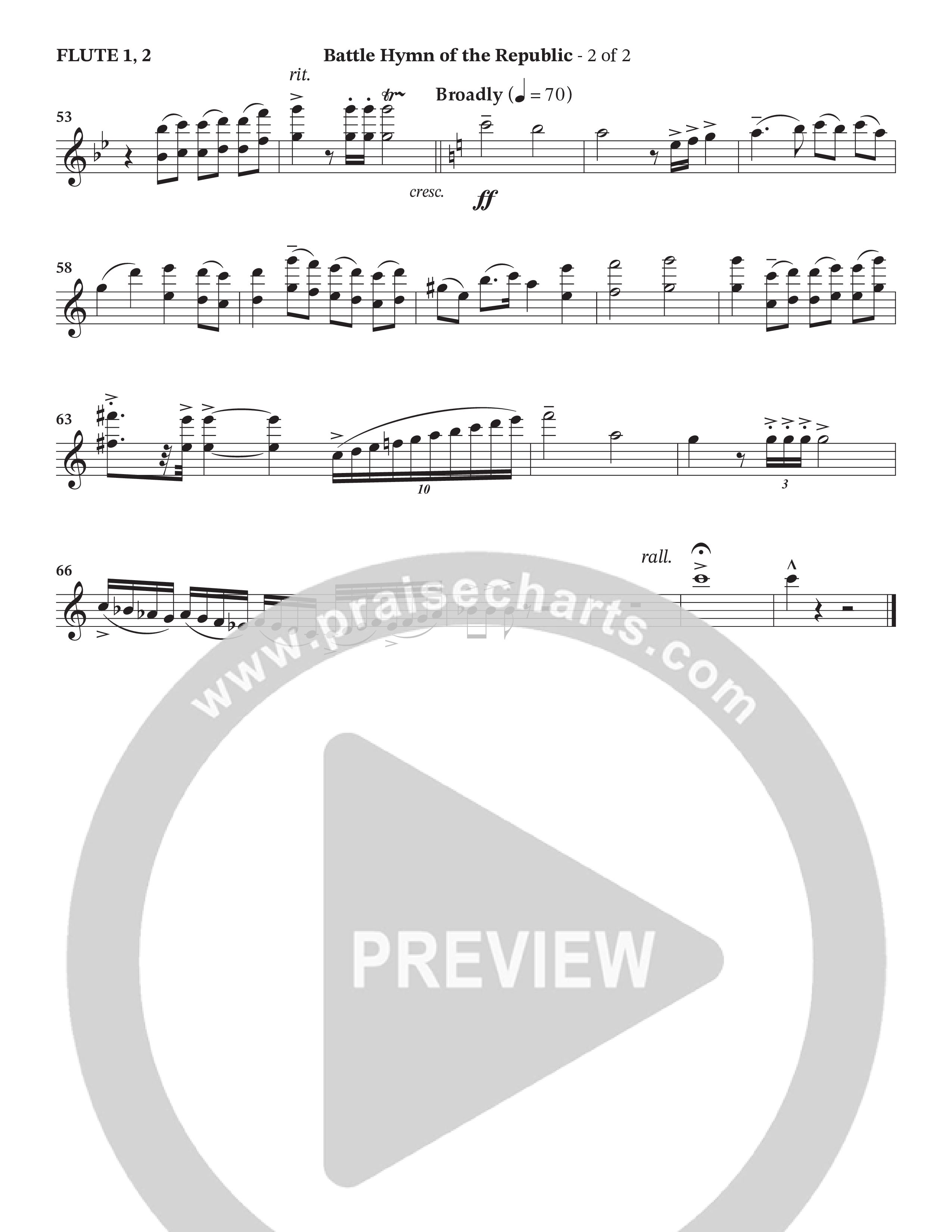 Battle Hymn Of The Republic (Choral Anthem SATB) Flute/Piccolo (Prestonwood Worship / Arr. Jonathan Walker)