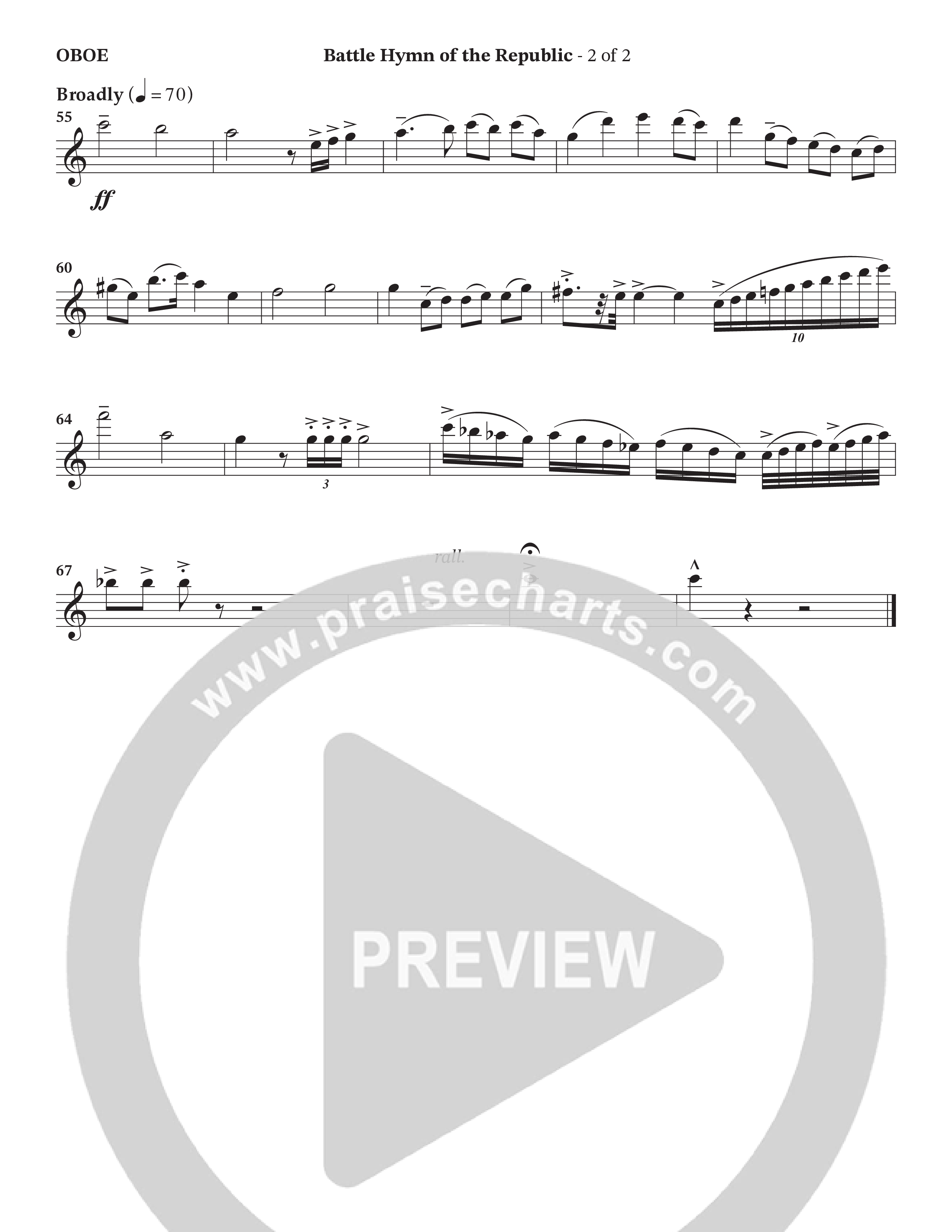 Battle Hymn Of The Republic (Choral Anthem SATB) Oboe (Prestonwood Worship / Arr. Jonathan Walker)