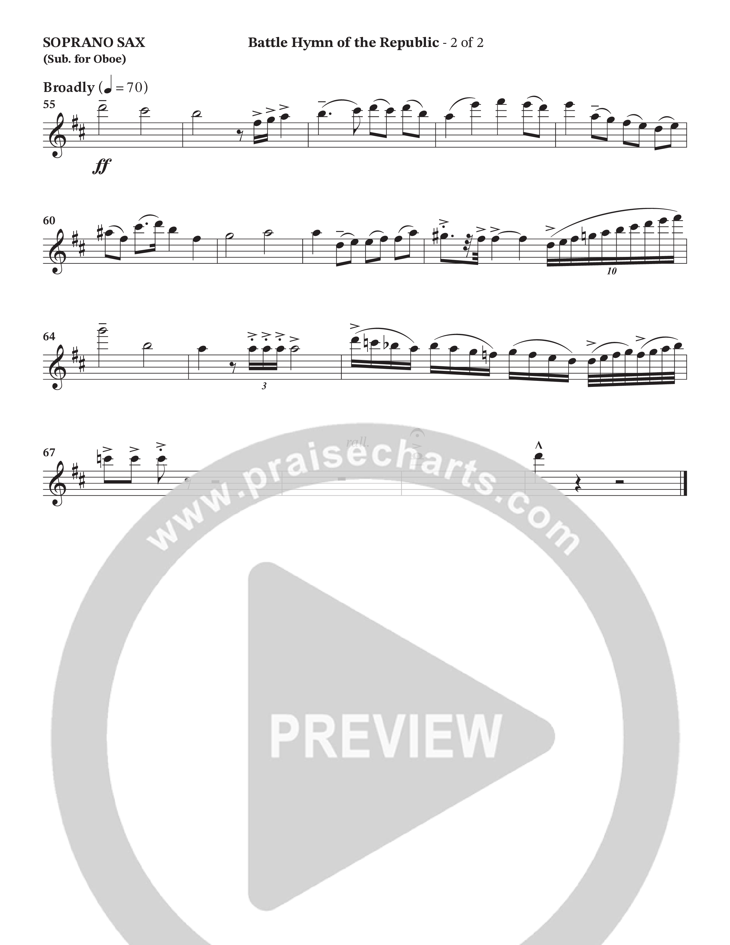 Battle Hymn Of The Republic (Choral Anthem SATB) Soprano Sax (Prestonwood Worship / Arr. Jonathan Walker)