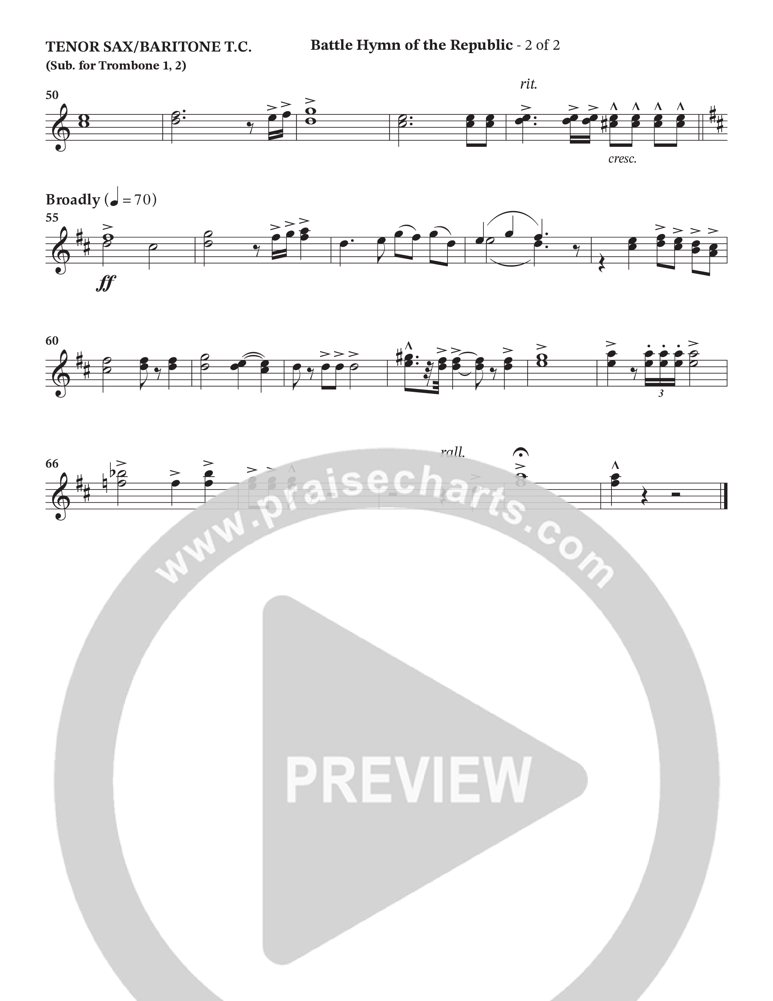 Battle Hymn Of The Republic (Choral Anthem SATB) Tenor Sax/Baritone T.C. (Prestonwood Worship / Arr. Jonathan Walker)