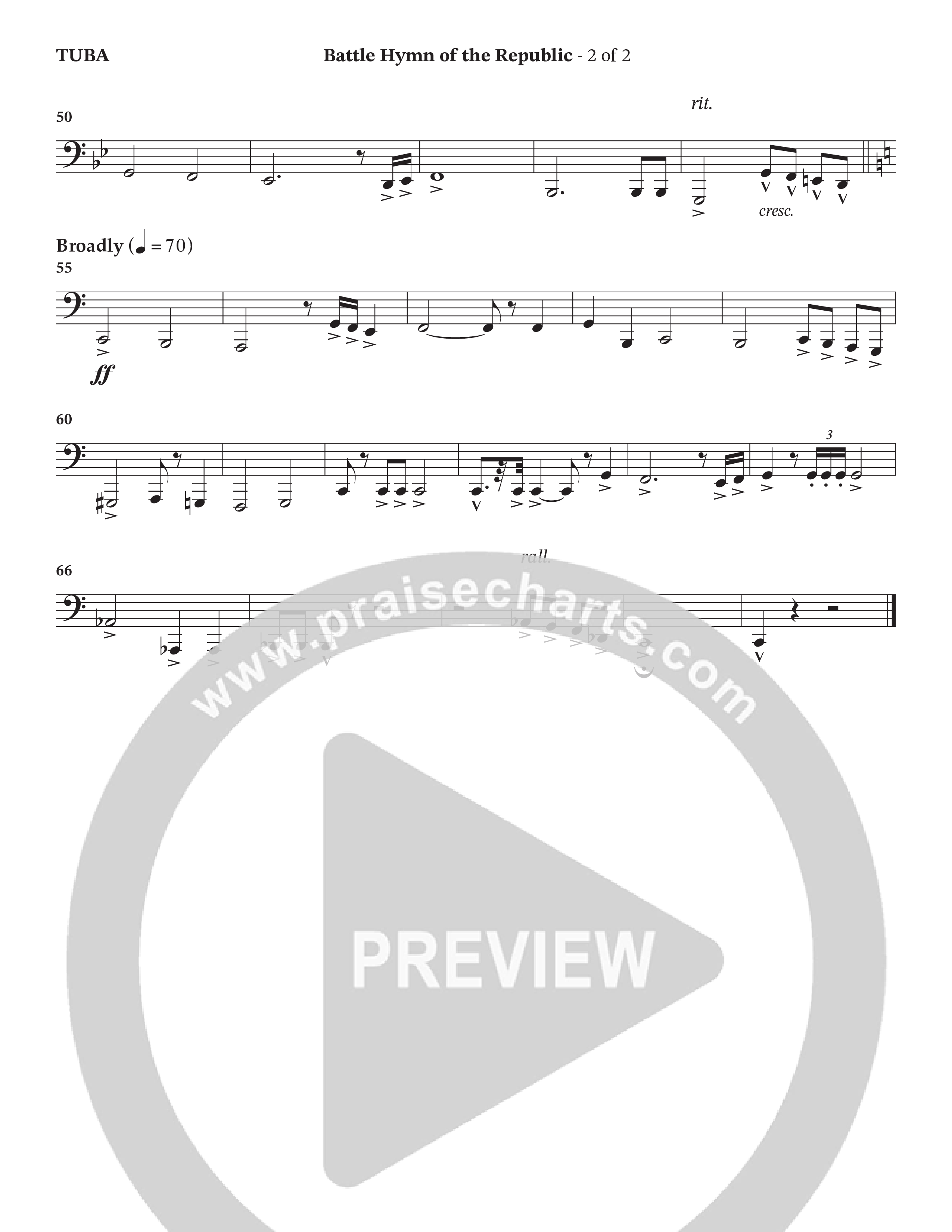 Battle Hymn Of The Republic (Choral Anthem SATB) Tuba (Prestonwood Worship / Arr. Jonathan Walker)
