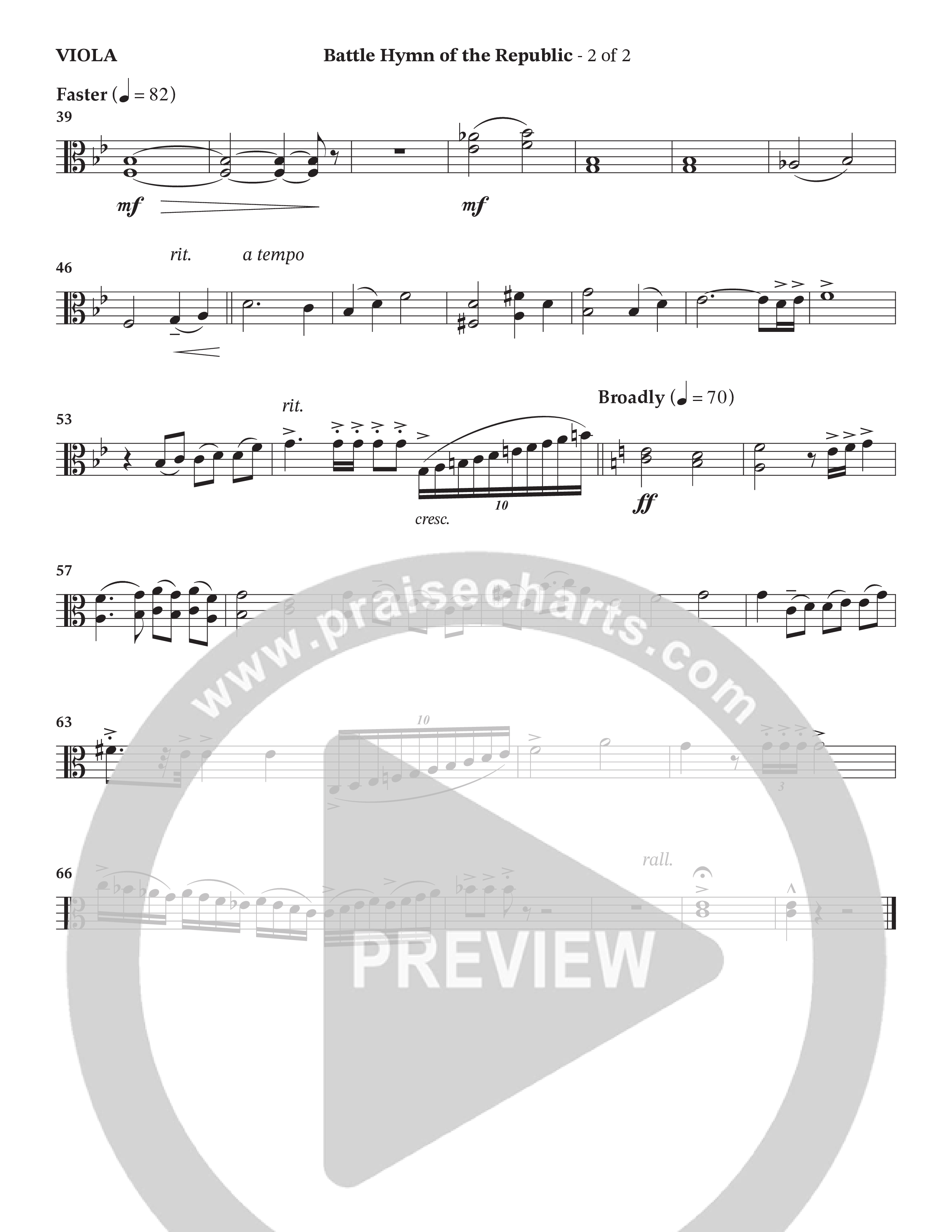 Battle Hymn Of The Republic (Choral Anthem SATB) Viola (Prestonwood Worship / Arr. Jonathan Walker)