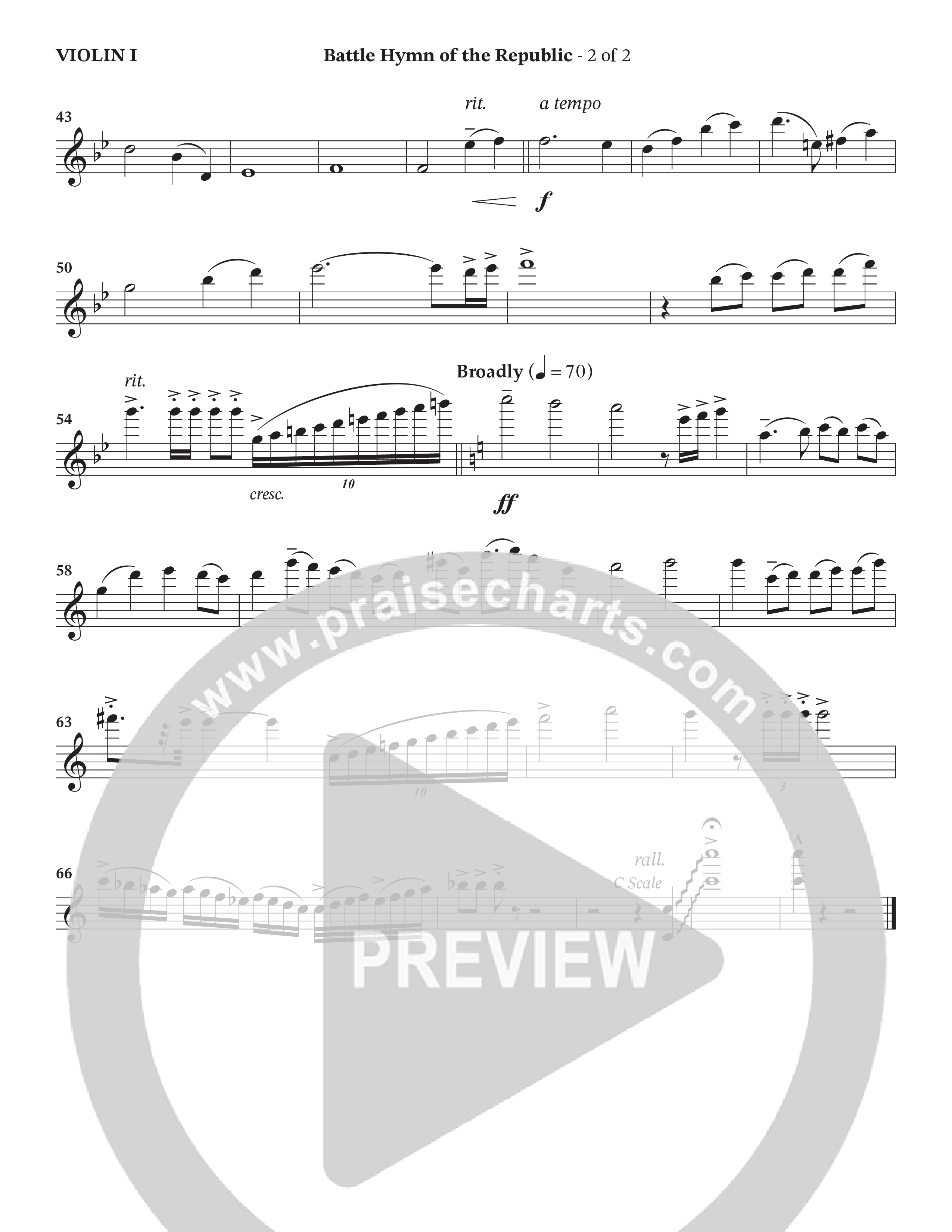 Battle Hymn Of The Republic (Choral Anthem SATB) String Pack (Prestonwood Worship / Arr. Jonathan Walker)