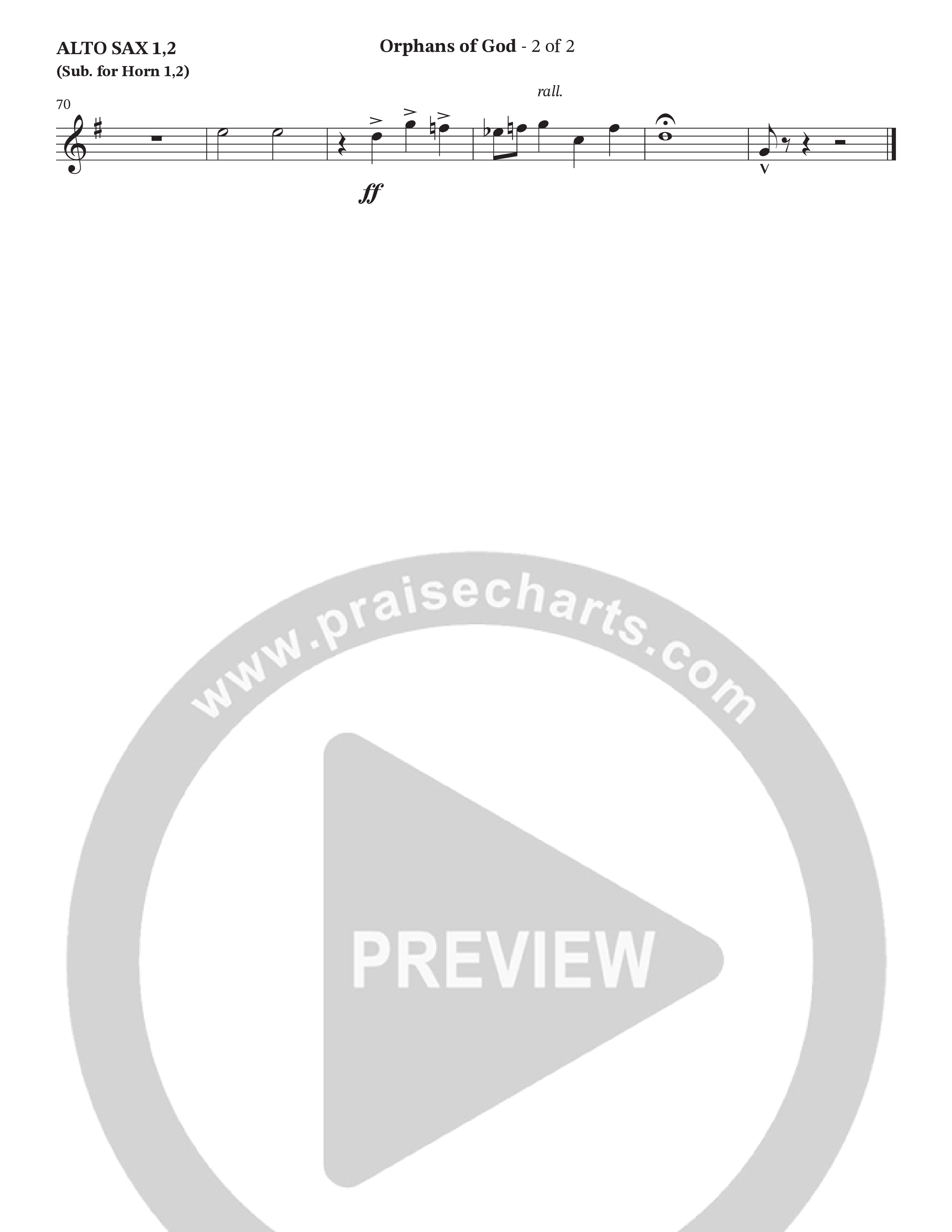 Orphans Of God (Choral Anthem SATB) Alto Sax 1/2 (Cana's Voice / Arr. Wayne Haun)