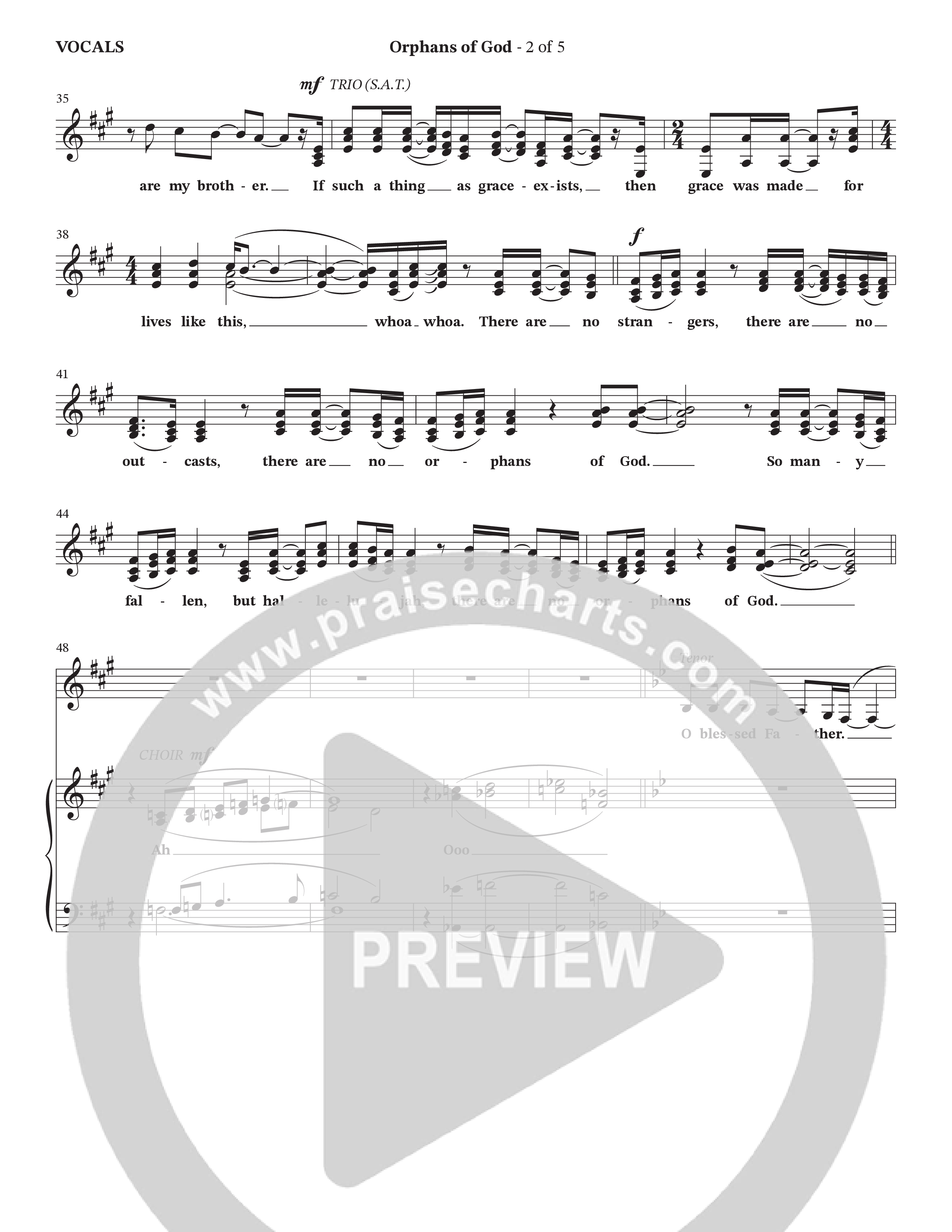 Orphans Of God (Choral Anthem SATB) Choir Sheet (Cana's Voice / Arr. Wayne Haun)