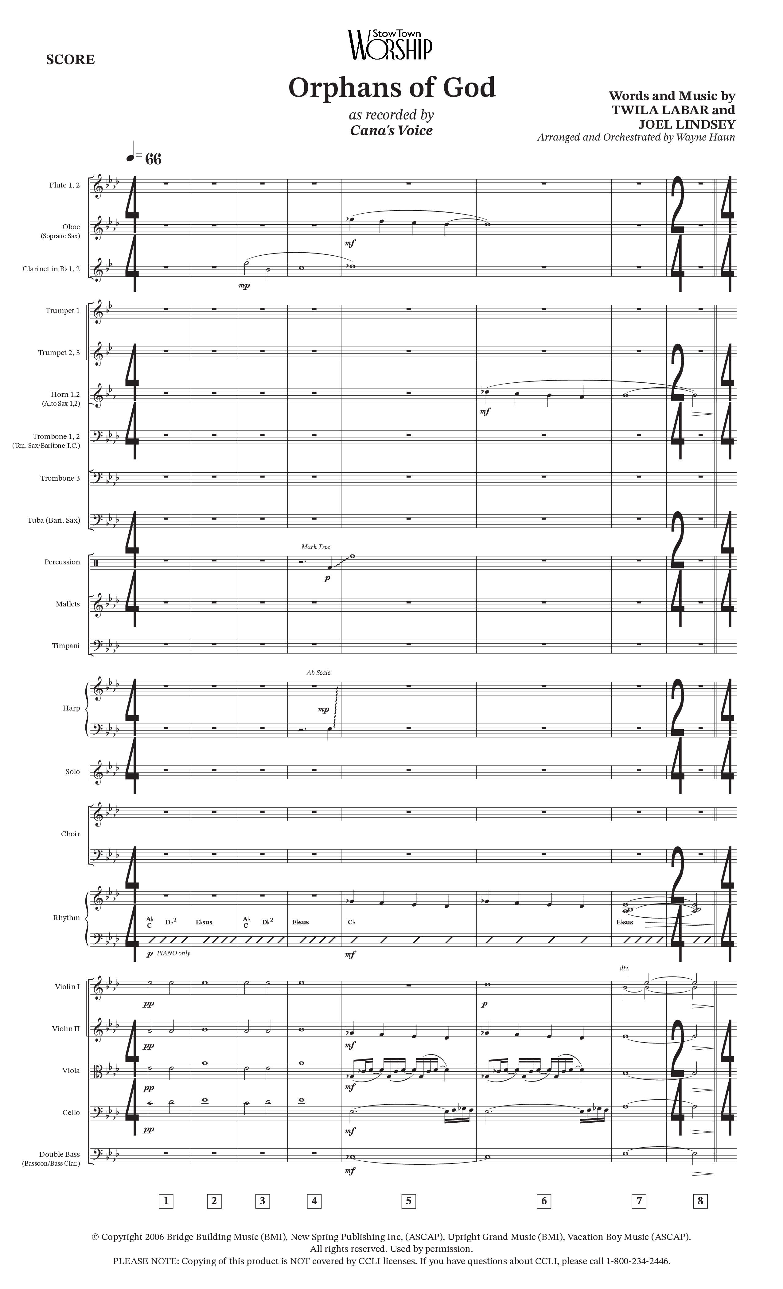 Orphans Of God (Choral Anthem SATB) Conductor's Score (Cana's Voice / Arr. Wayne Haun)