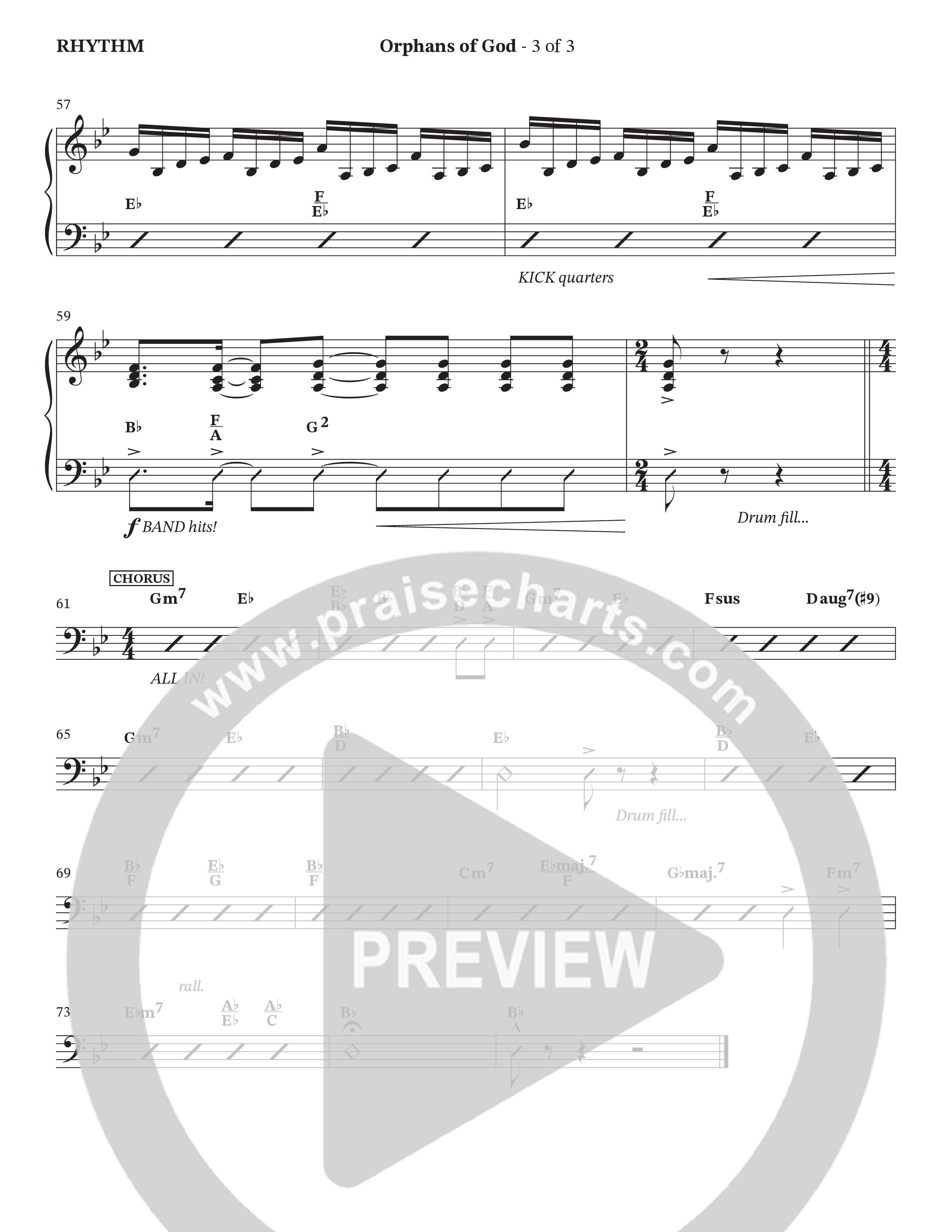 Orphans Of God (Choral Anthem SATB) Rhythm Chart (Cana's Voice / Arr. Wayne Haun)