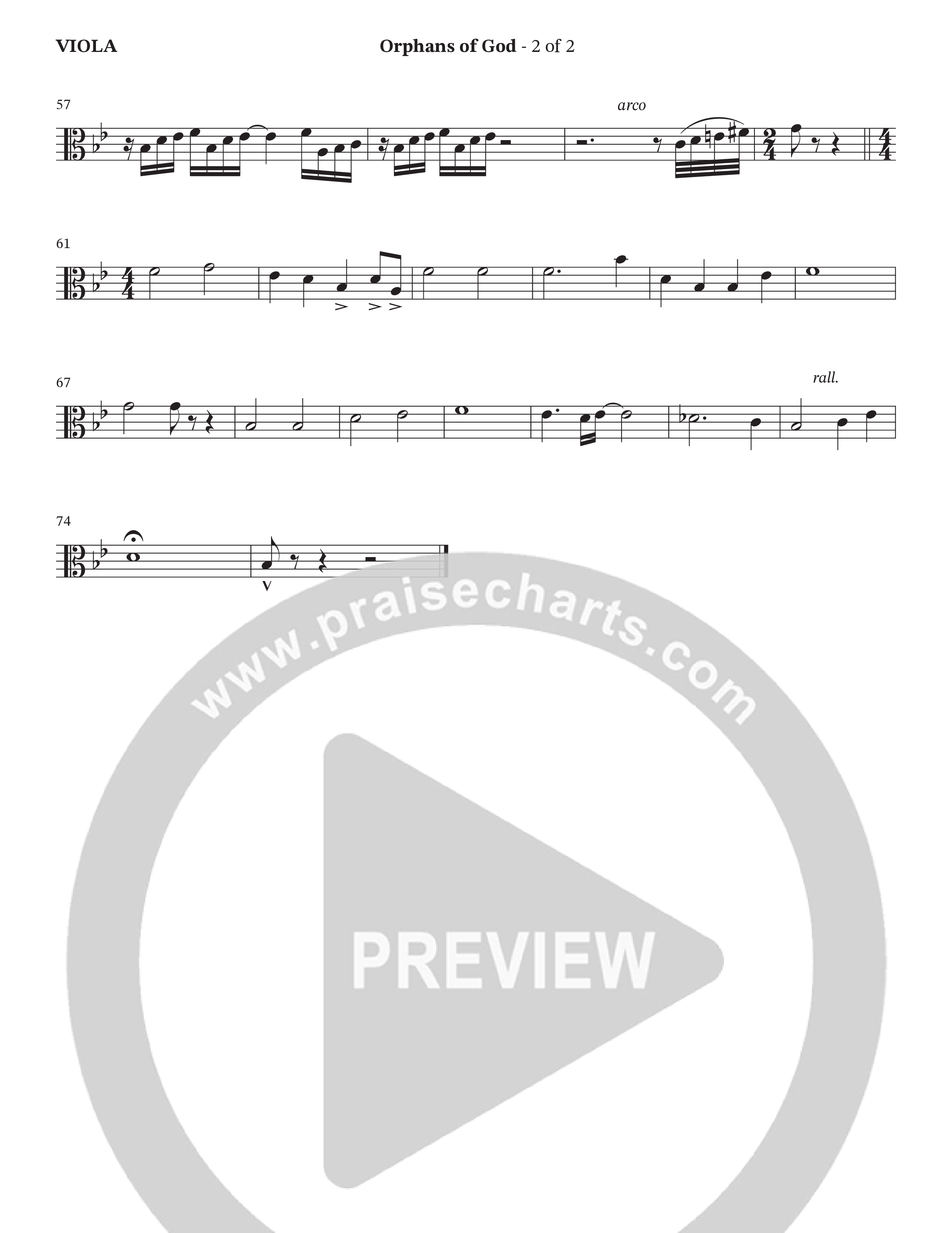 Orphans Of God (Choral Anthem SATB) Viola (Cana's Voice / Arr. Wayne Haun)