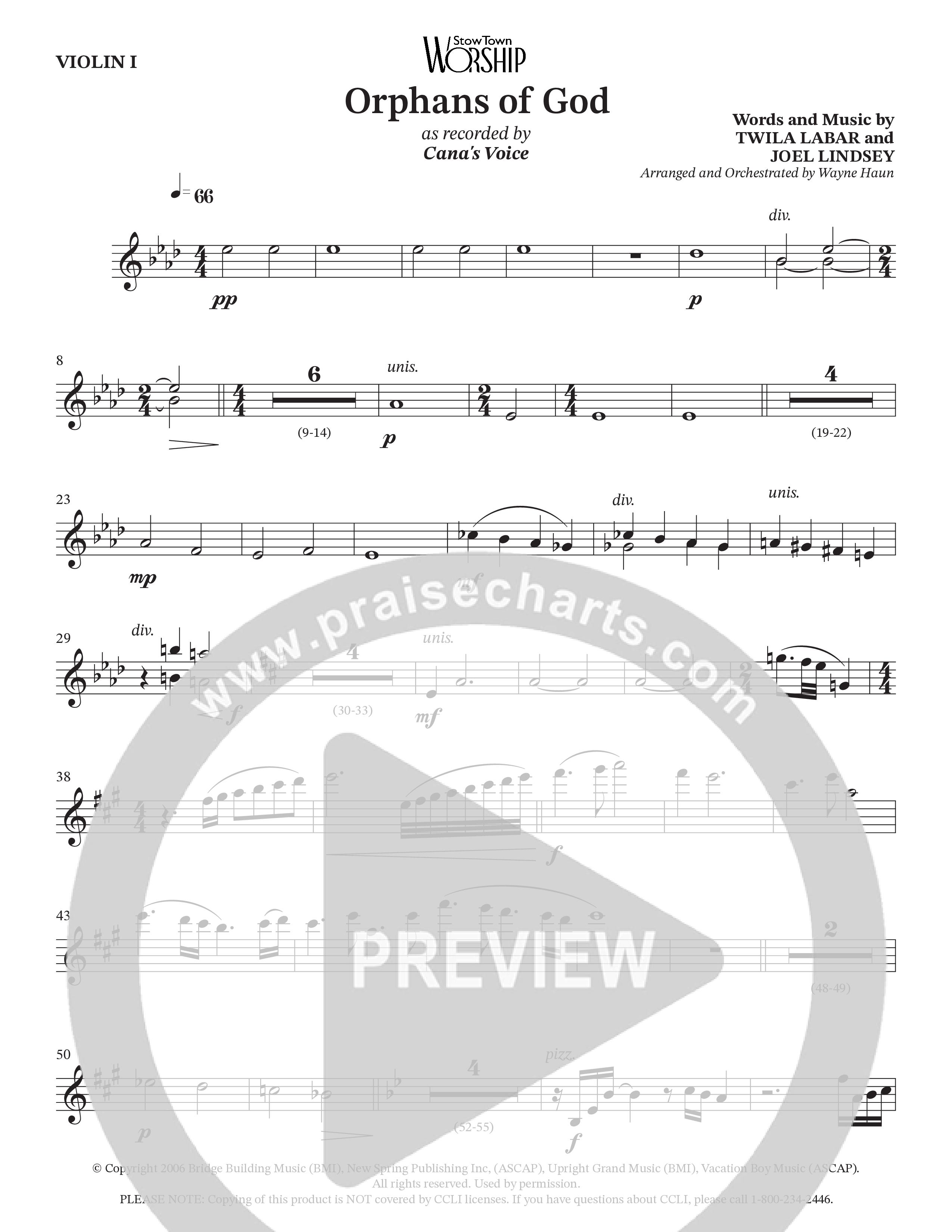 Orphans Of God (Choral Anthem SATB) String Pack (Cana's Voice / Arr. Wayne Haun)