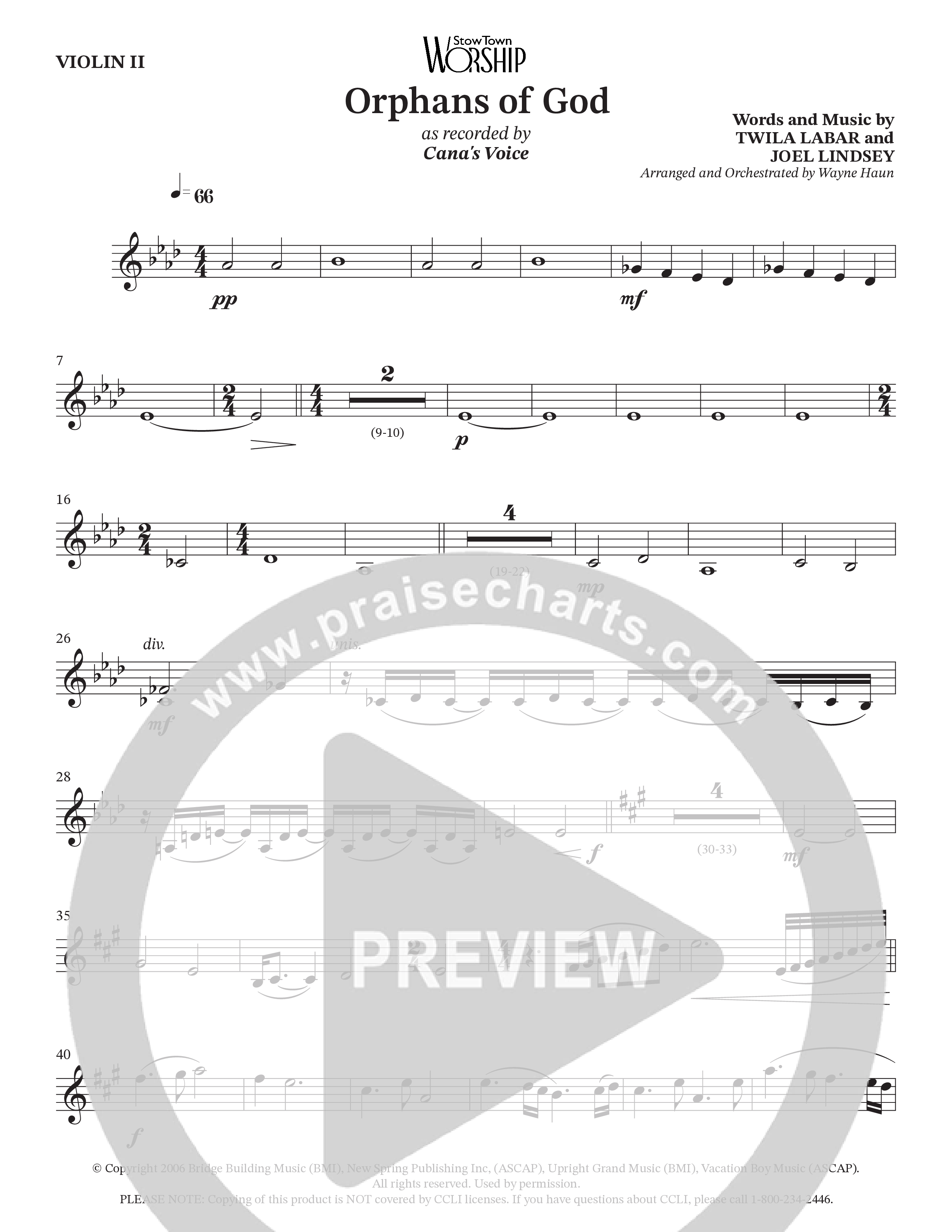 Orphans Of God (Choral Anthem SATB) String Pack (Cana's Voice / Arr. Wayne Haun)