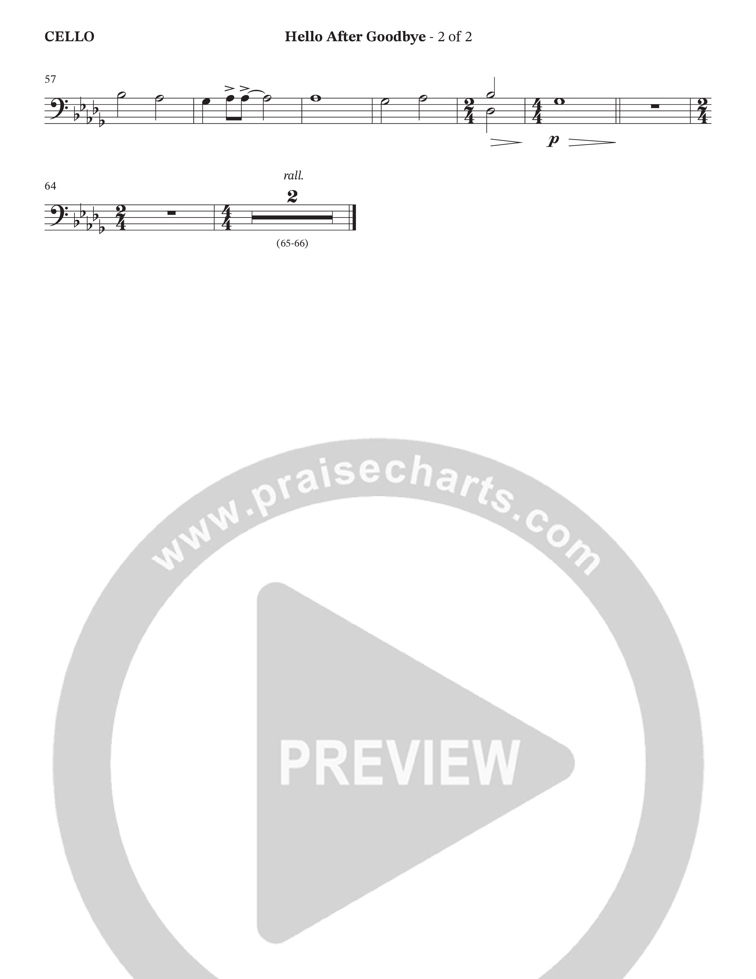 Hello After Goodbye (Choral Anthem SATB) Cello (Legacy Five / Arr. Wayne Haun)